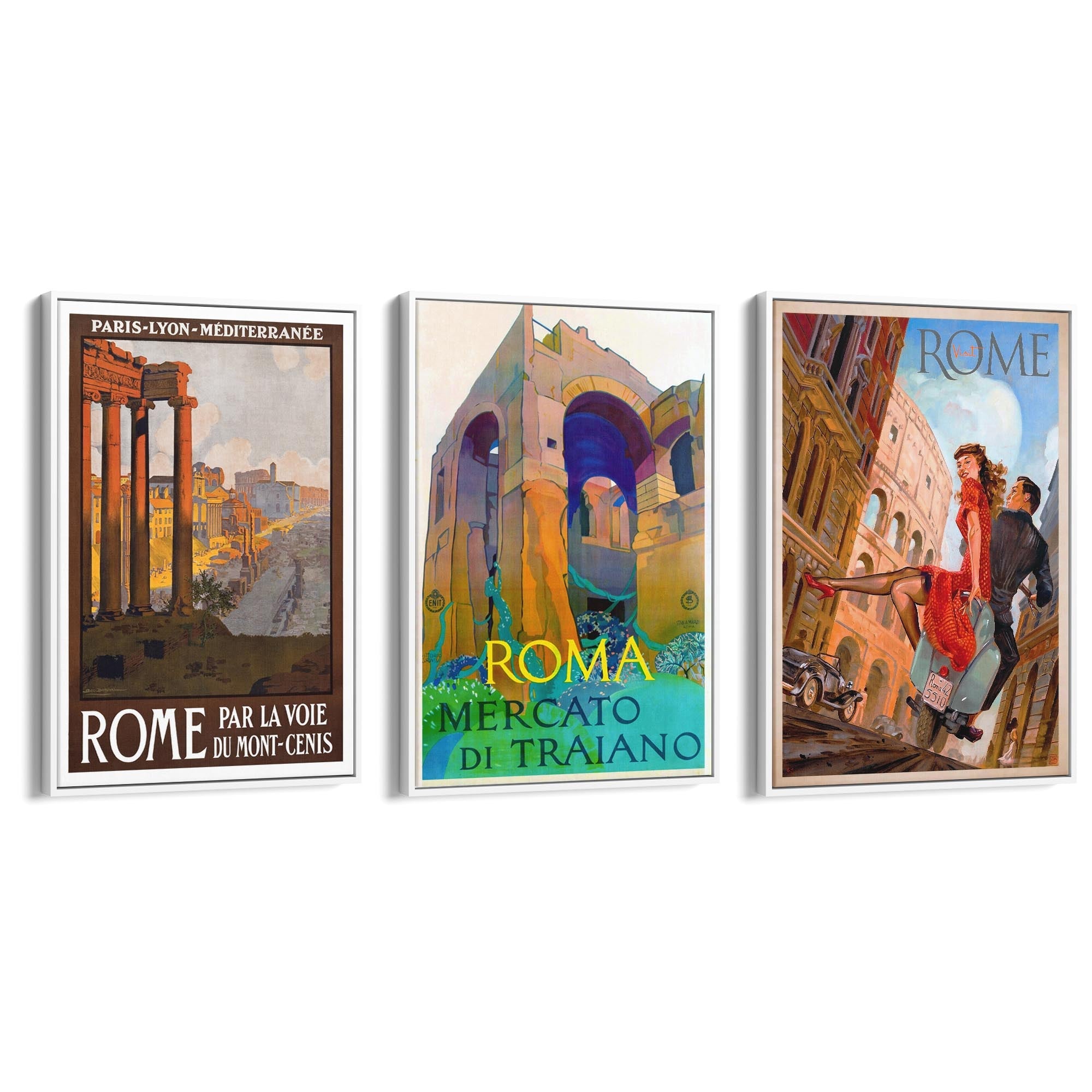 Set of Vintage Rome Italian Travel Advert Wall Art - The Affordable Art Company