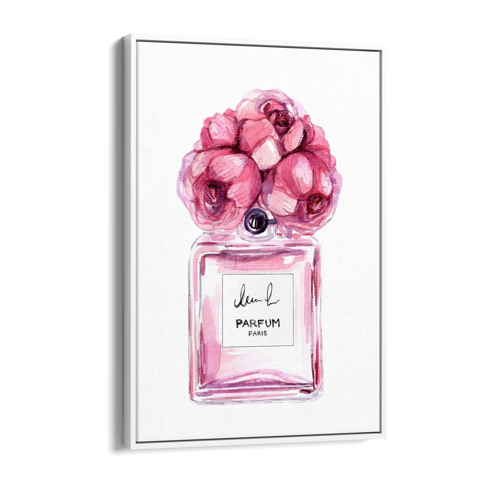 Pink Floral Perfume Bottle Fashion Flowers Wall Art #7 - The Affordable Art Company