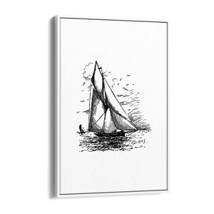Sail Boat Coastal Drawing Nautical Coast Wall Art #2 - The Affordable Art Company