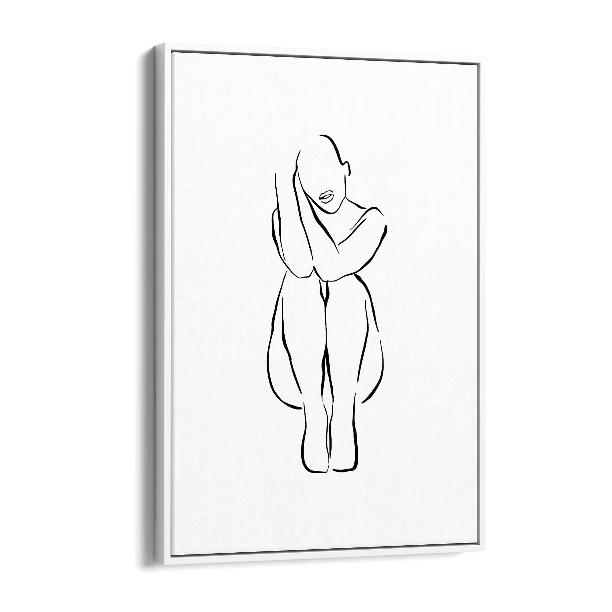 Posed Nude Female Body Minimal Drawing Wall Art #1 - The Affordable Art Company