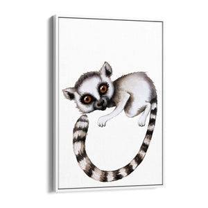 Cartoon Lemur Cute Nursery Baby Animal Wall Art - The Affordable Art Company