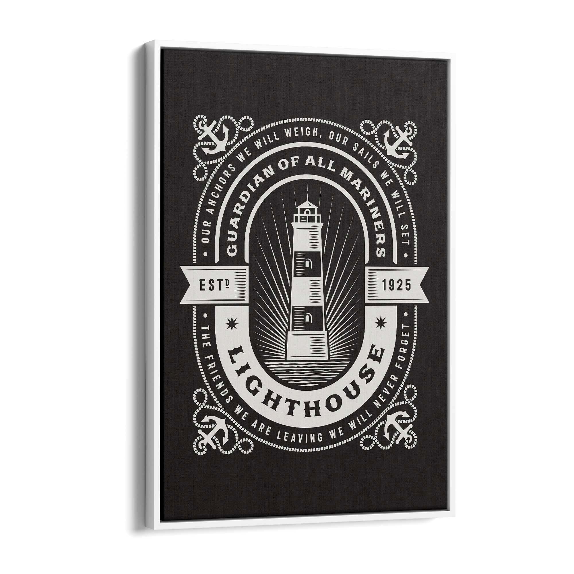 Vintage Lighthouse Sign Coastal Nautical Wall Art - The Affordable Art Company