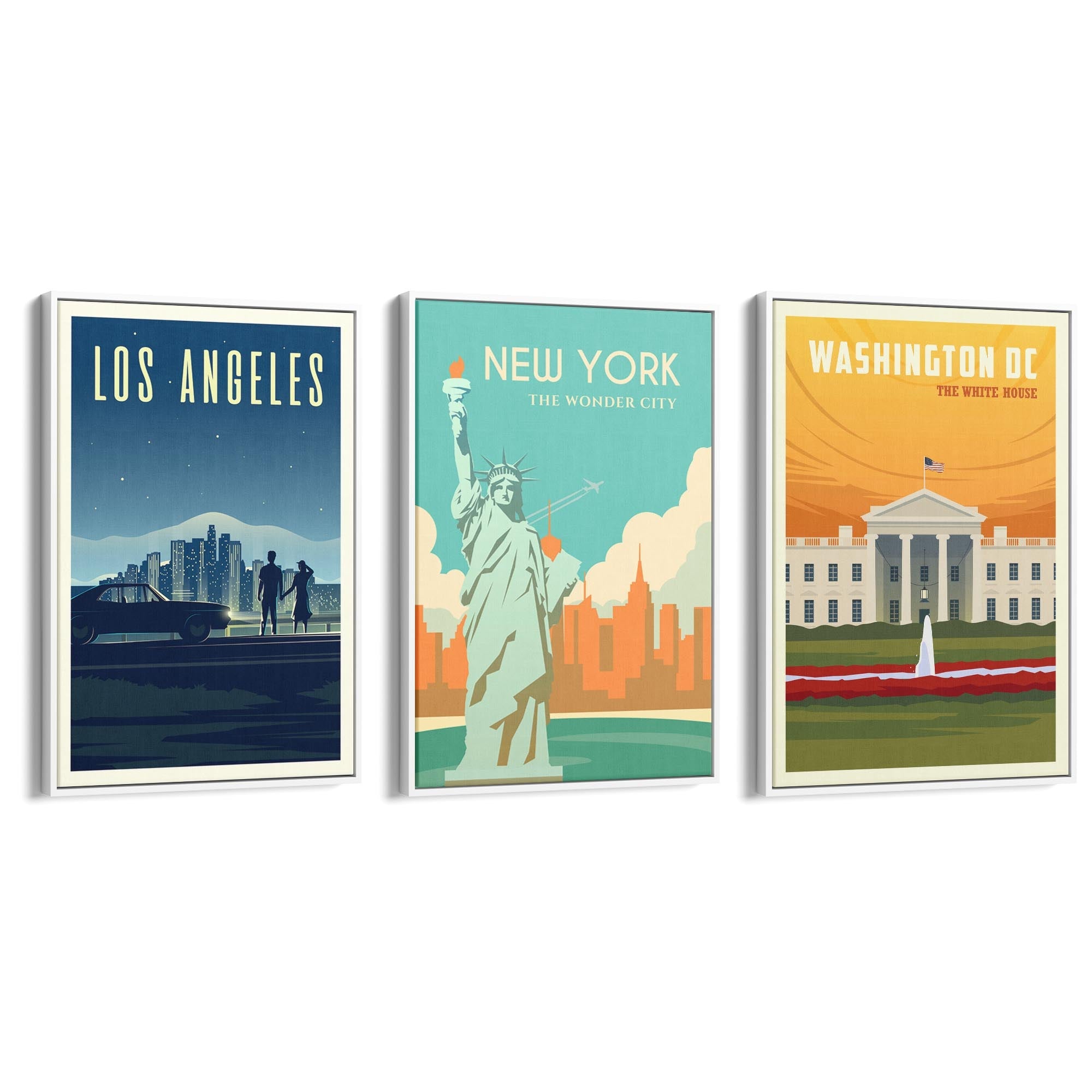Set of Retro Travel Wall Art (USA Travel) - The Affordable Art Company