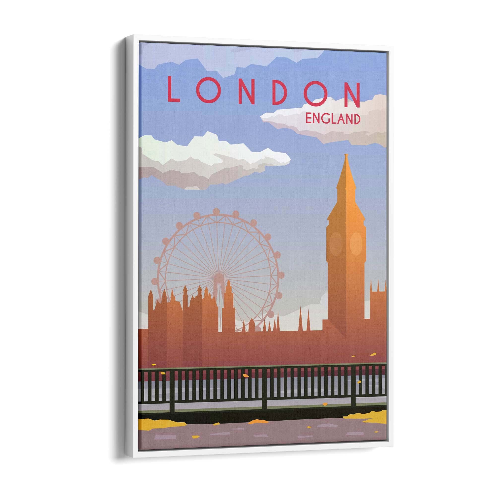 Retro London England UK Travel Vintage Wall Art - The Affordable Art Company