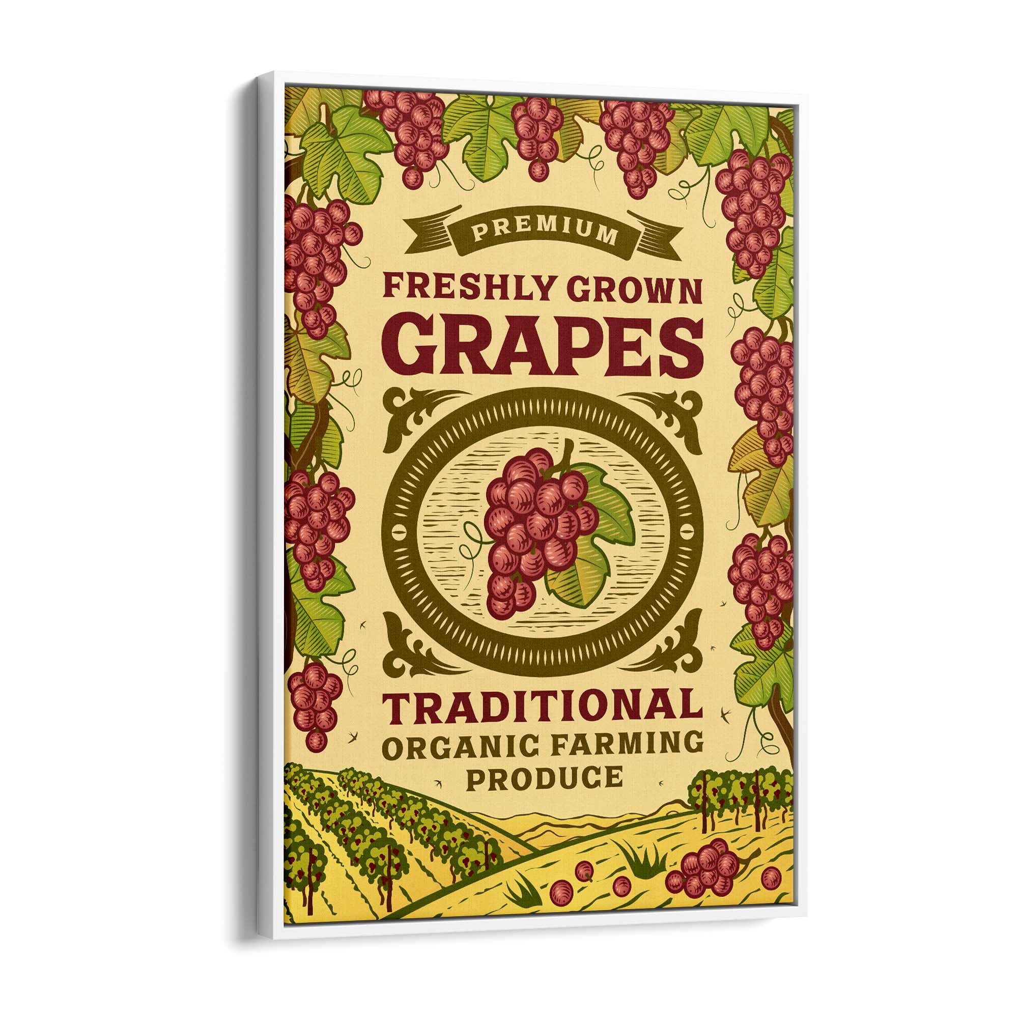 Vintage Farmhouse Advert Grapes Fruit Wall Art - The Affordable Art Company