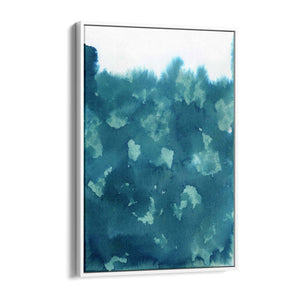 Teal Ink Minimal Ink Painting Blue Wall Art #4 - The Affordable Art Company