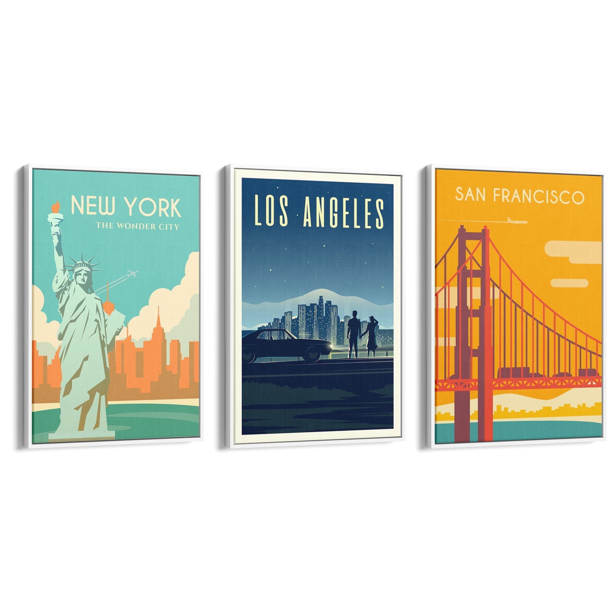 Set of Retro Travel Wall Art (USA Travel) - The Affordable Art Company