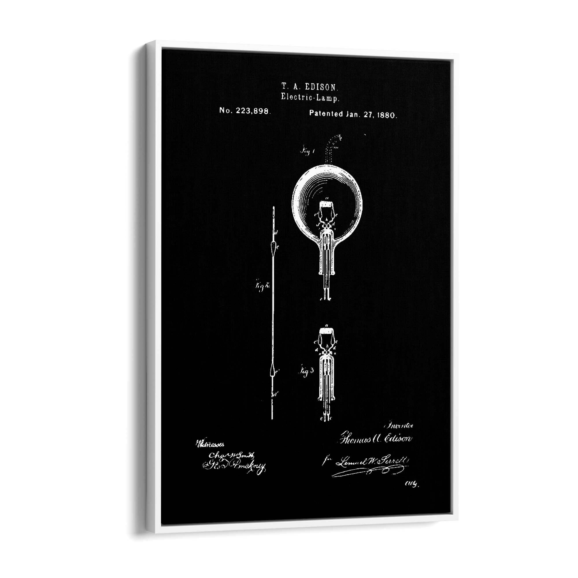 Vintage Edison Light Bulb Patent Wall Art #1 - The Affordable Art Company