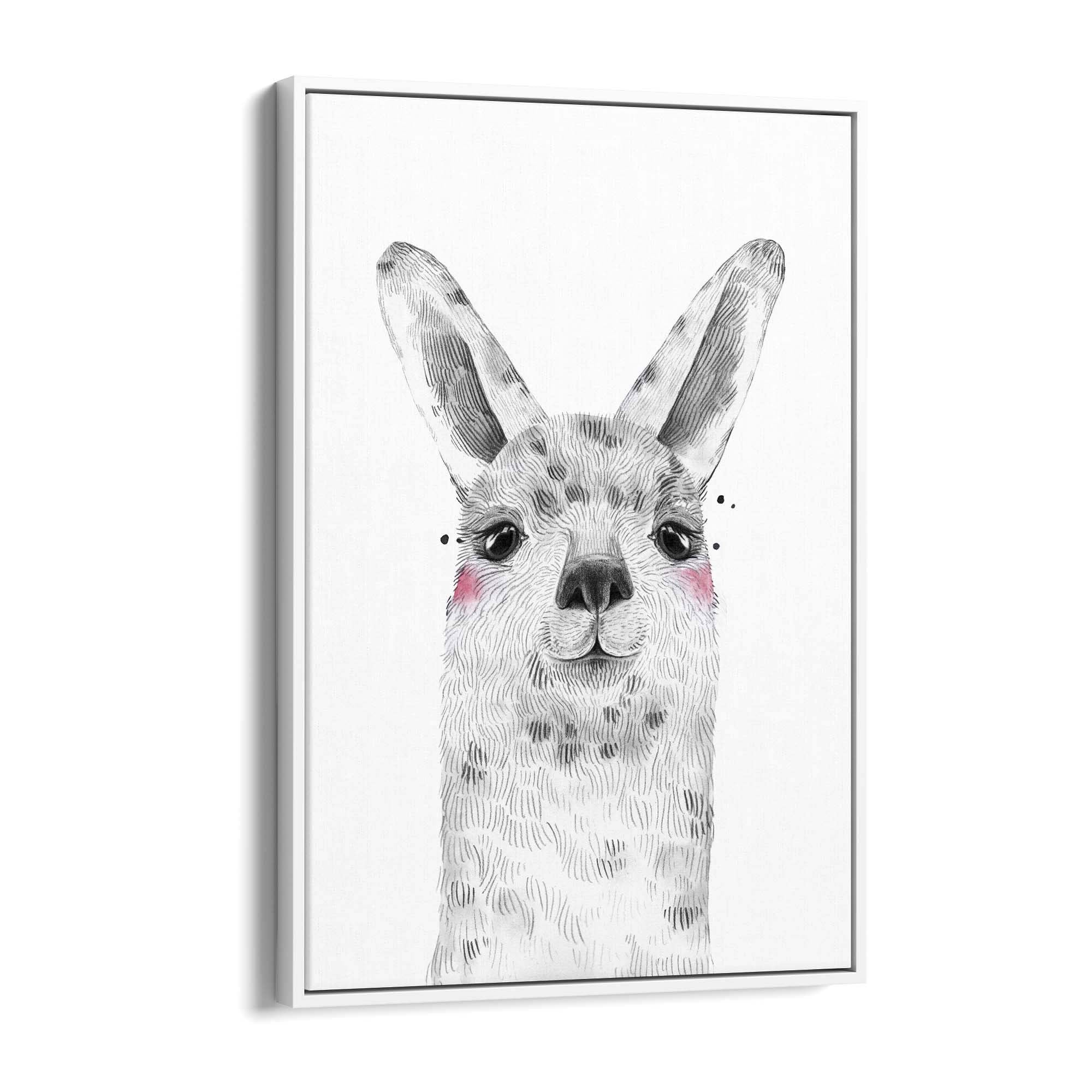 Cute Blushing Baby Alpaca Nursery Animal Wall Art - The Affordable Art Company