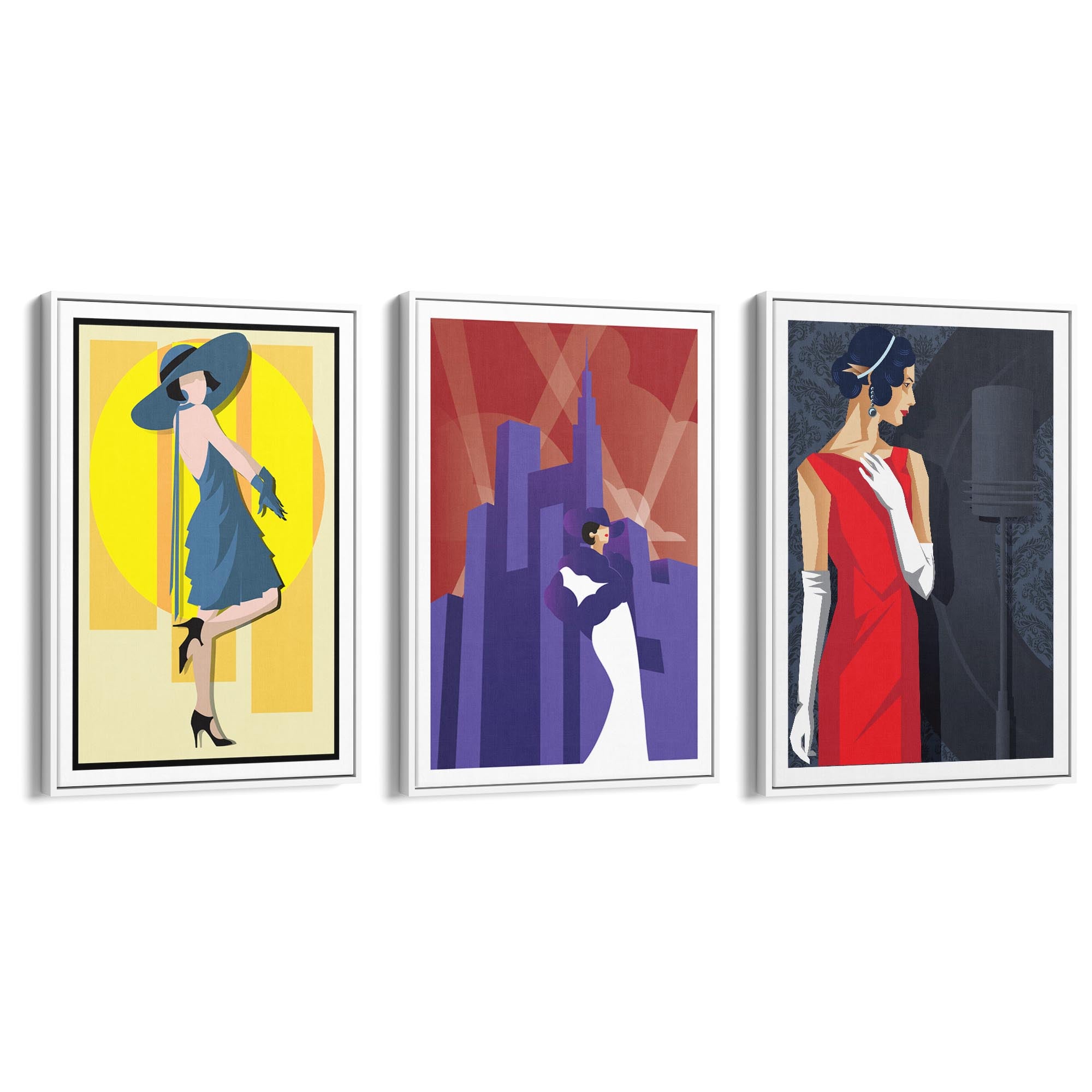 Set of Art Deco Fashion Girls Bedroom Wall Art - The Affordable Art Company