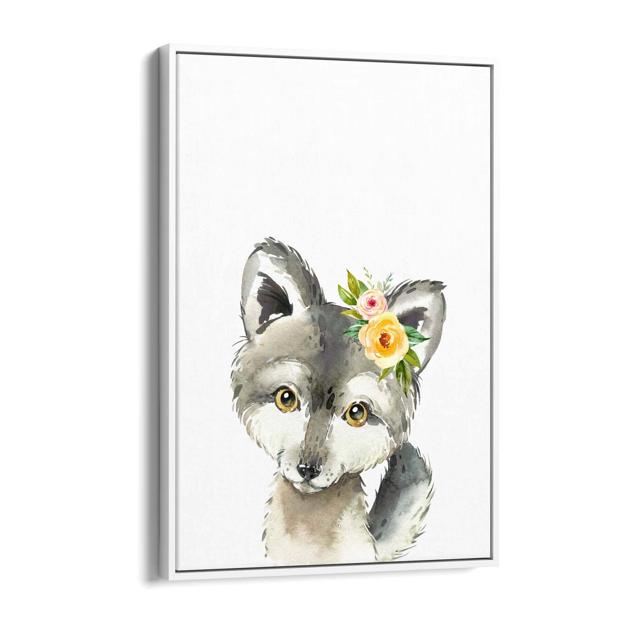 Cute Baby Wolf Nursery Animal Gift Wall Art - The Affordable Art Company
