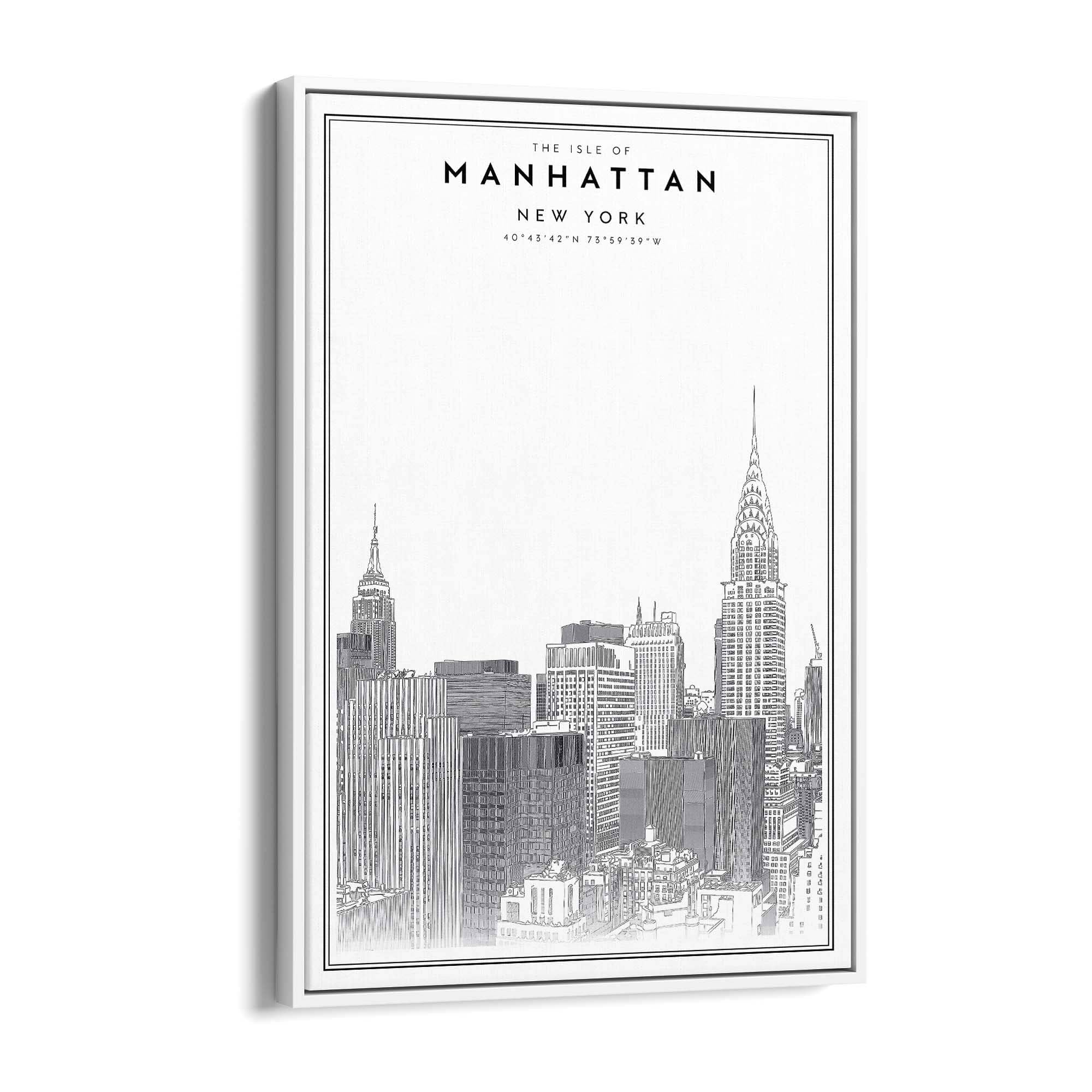 Minimal Manhattan Skyline New York Wall Art - The Affordable Art Company