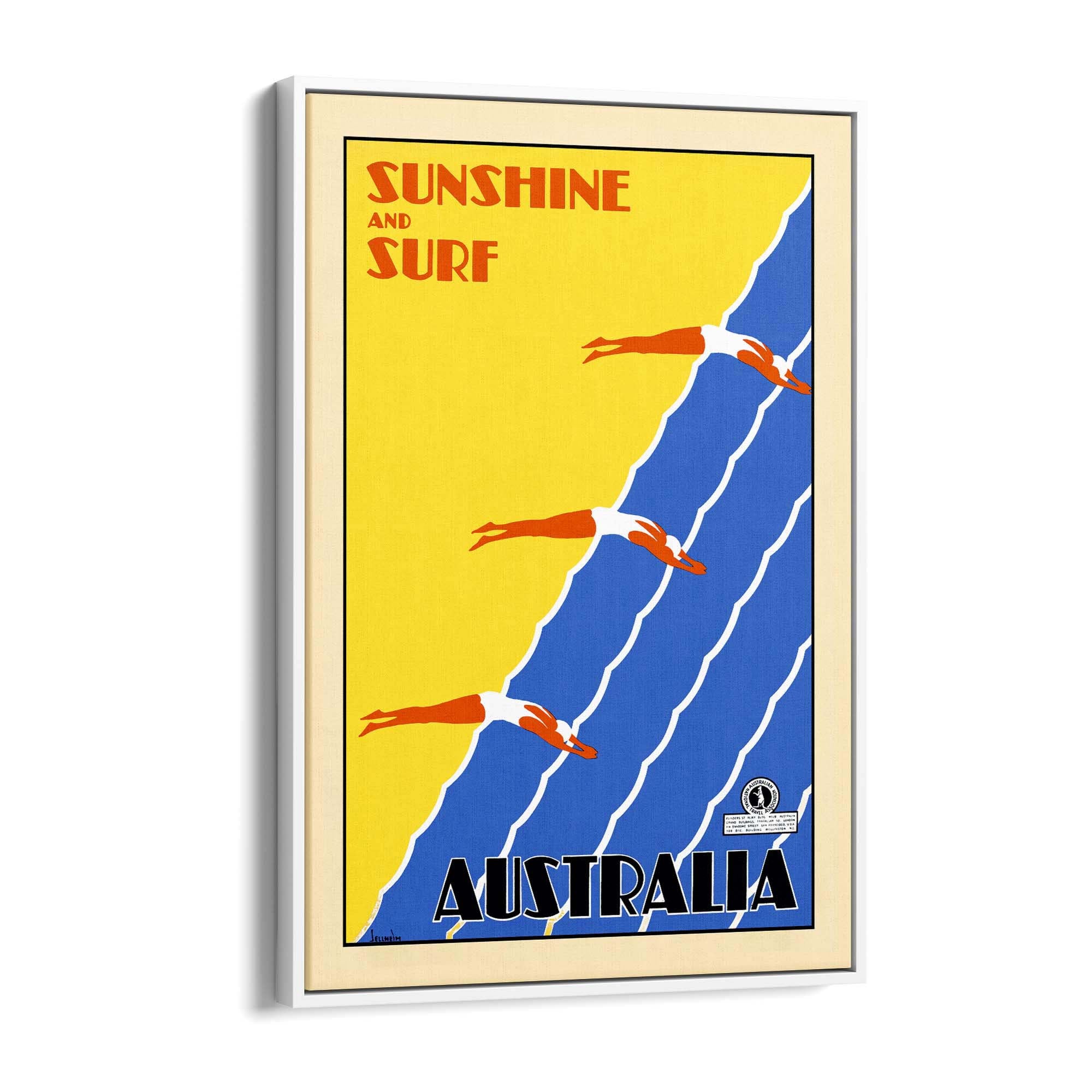 Vintage Sunshine and Surf, Australia Advert Wall Art - The Affordable Art Company