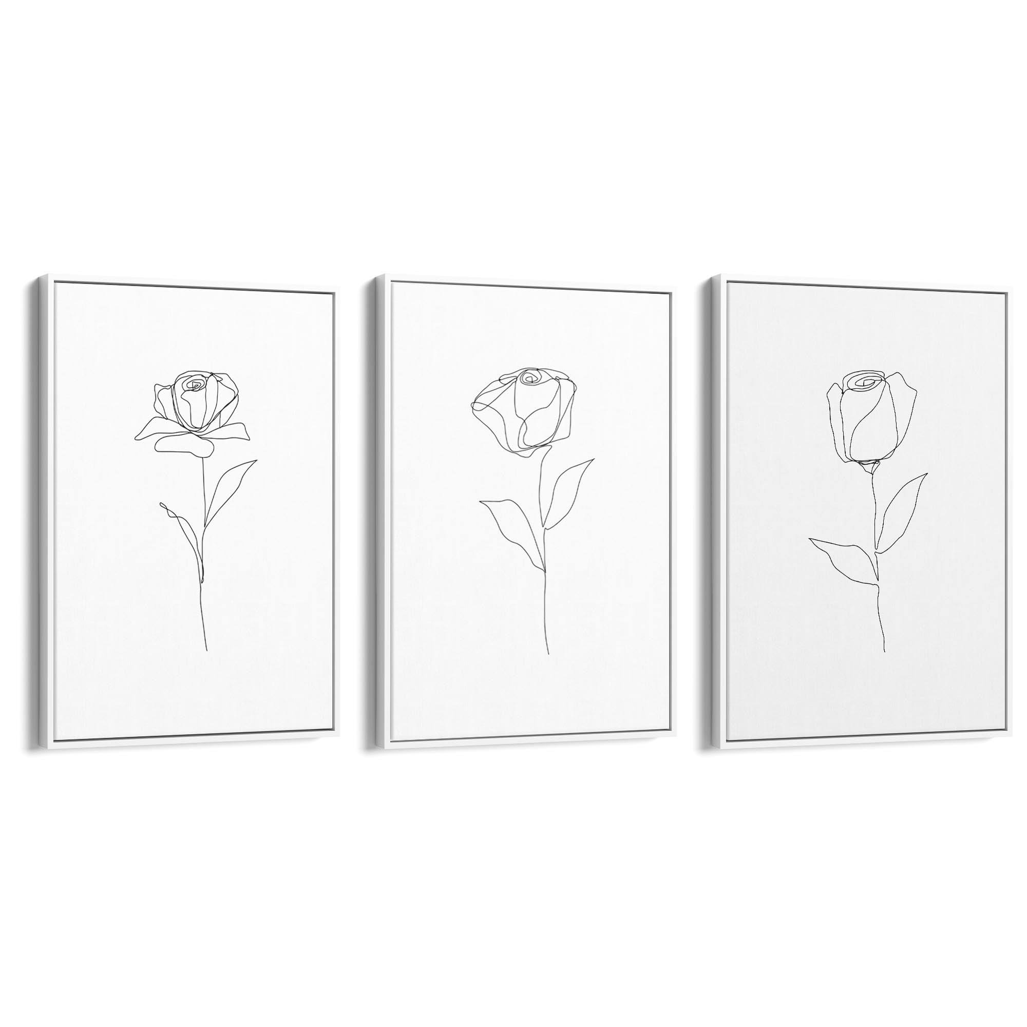 Set of Minimal Flower Line Drawings Wall Art #1 - The Affordable Art Company