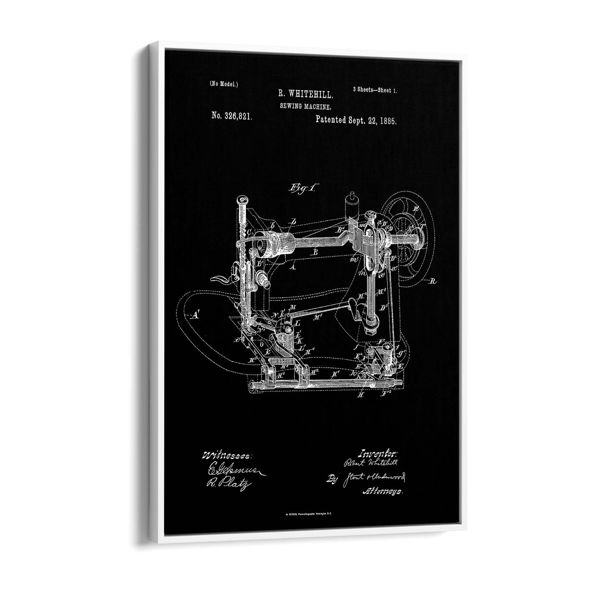 Vintage Sewing Machine Patent Wall Art #1 - The Affordable Art Company