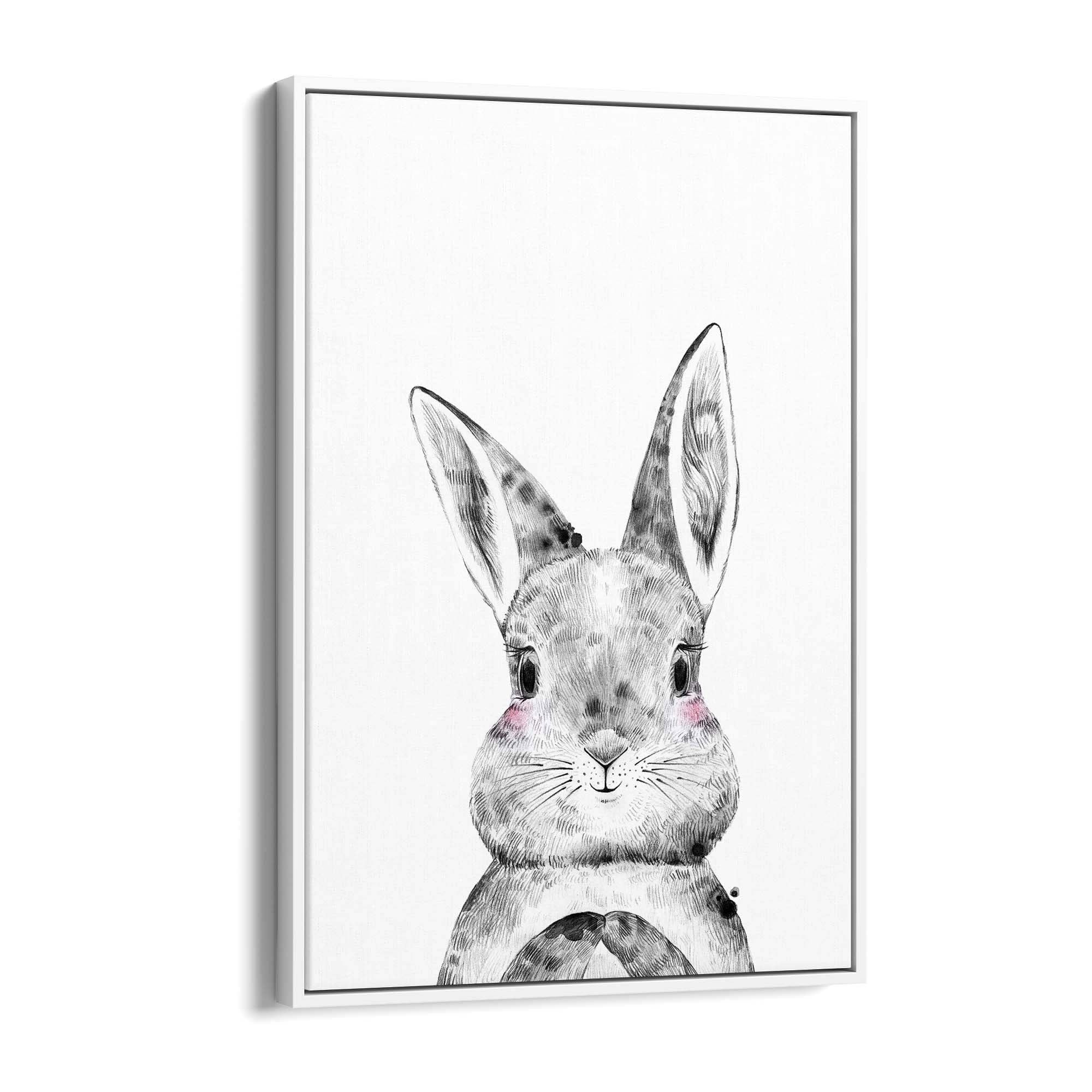 Cute Blushing Baby Bunny Rabbit Nursery Animal Art - The Affordable Art Company
