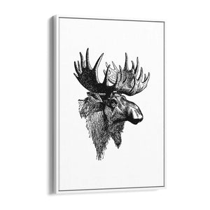 Moose Head Drawing Hunting Man Cave Wall Art #2 - The Affordable Art Company