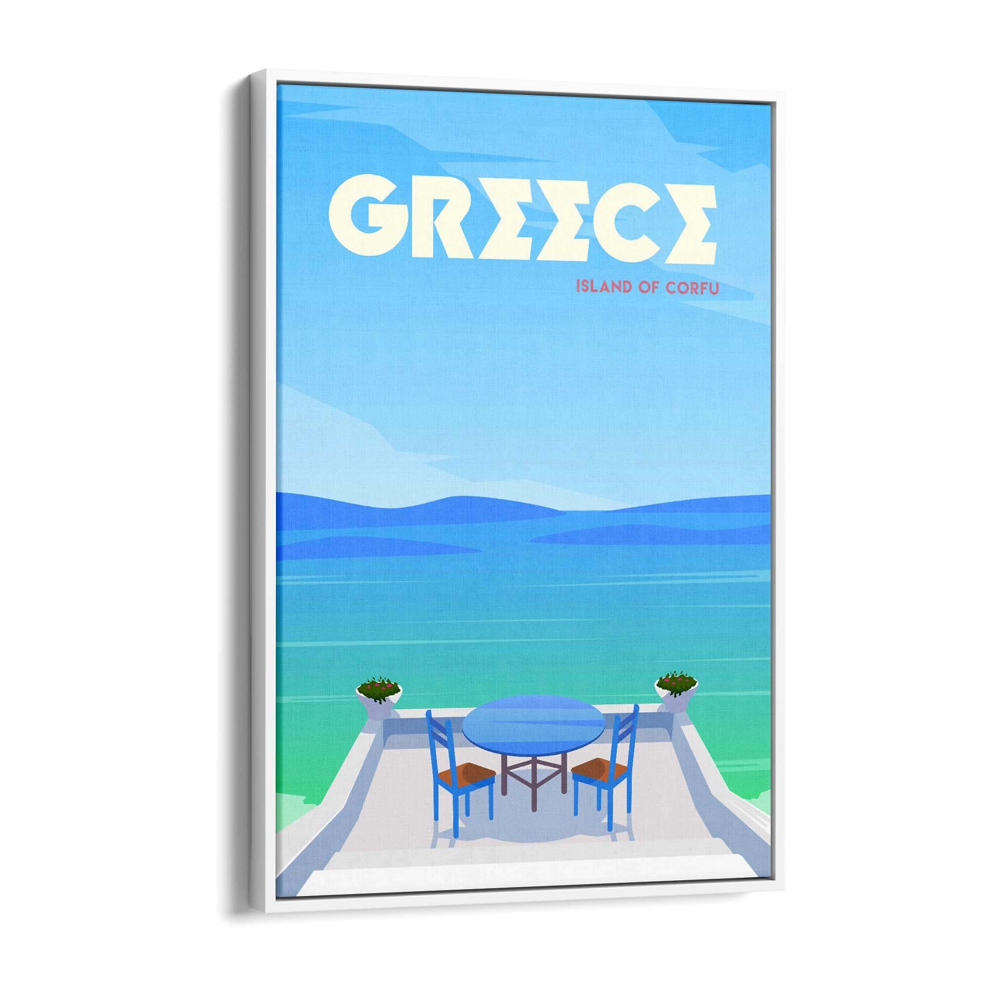 Retro Corfu Greece Travel Vintage Wall Art - The Affordable Art Company