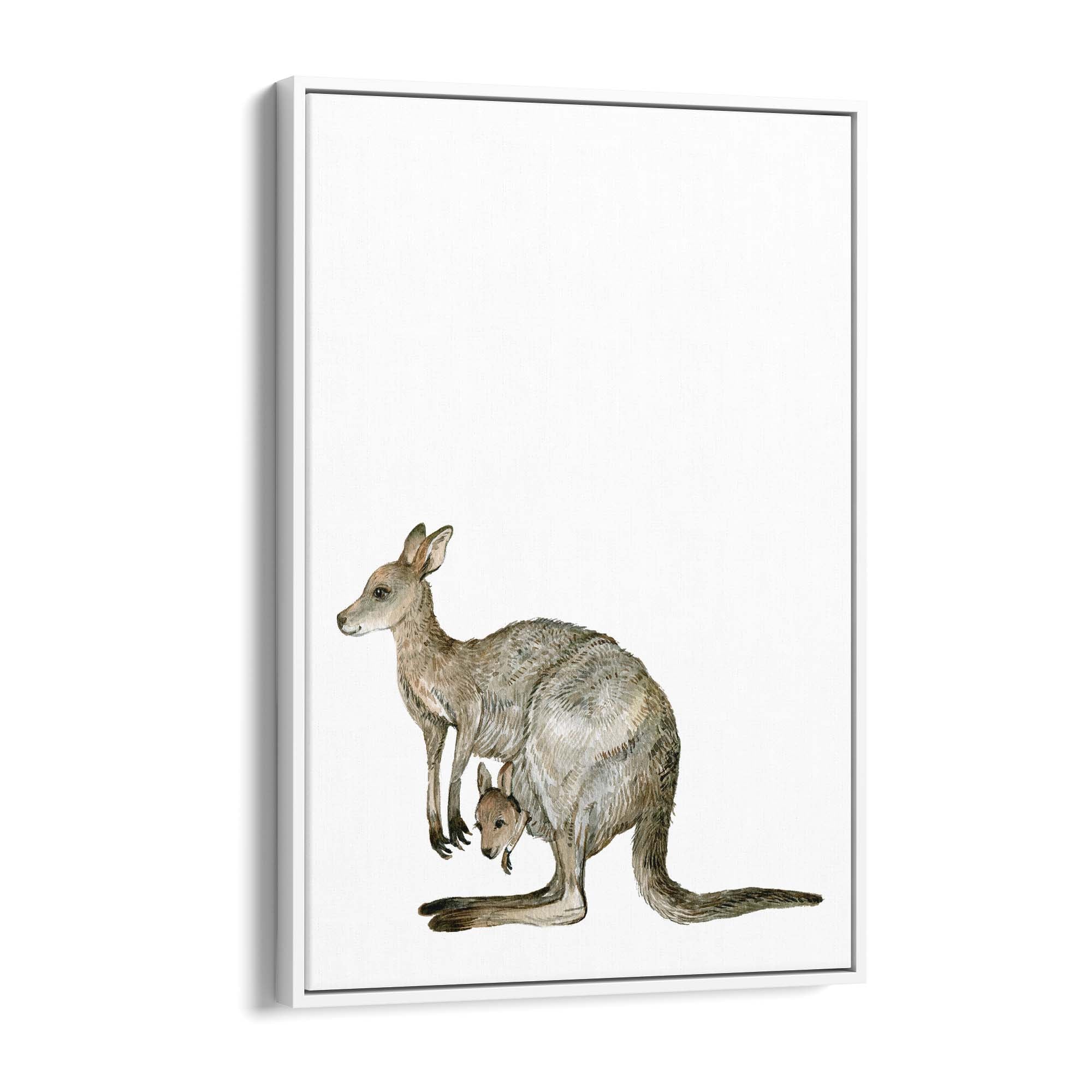 Australian Grey Kangaroo Painting Animal Nursery Art - The Affordable Art Company