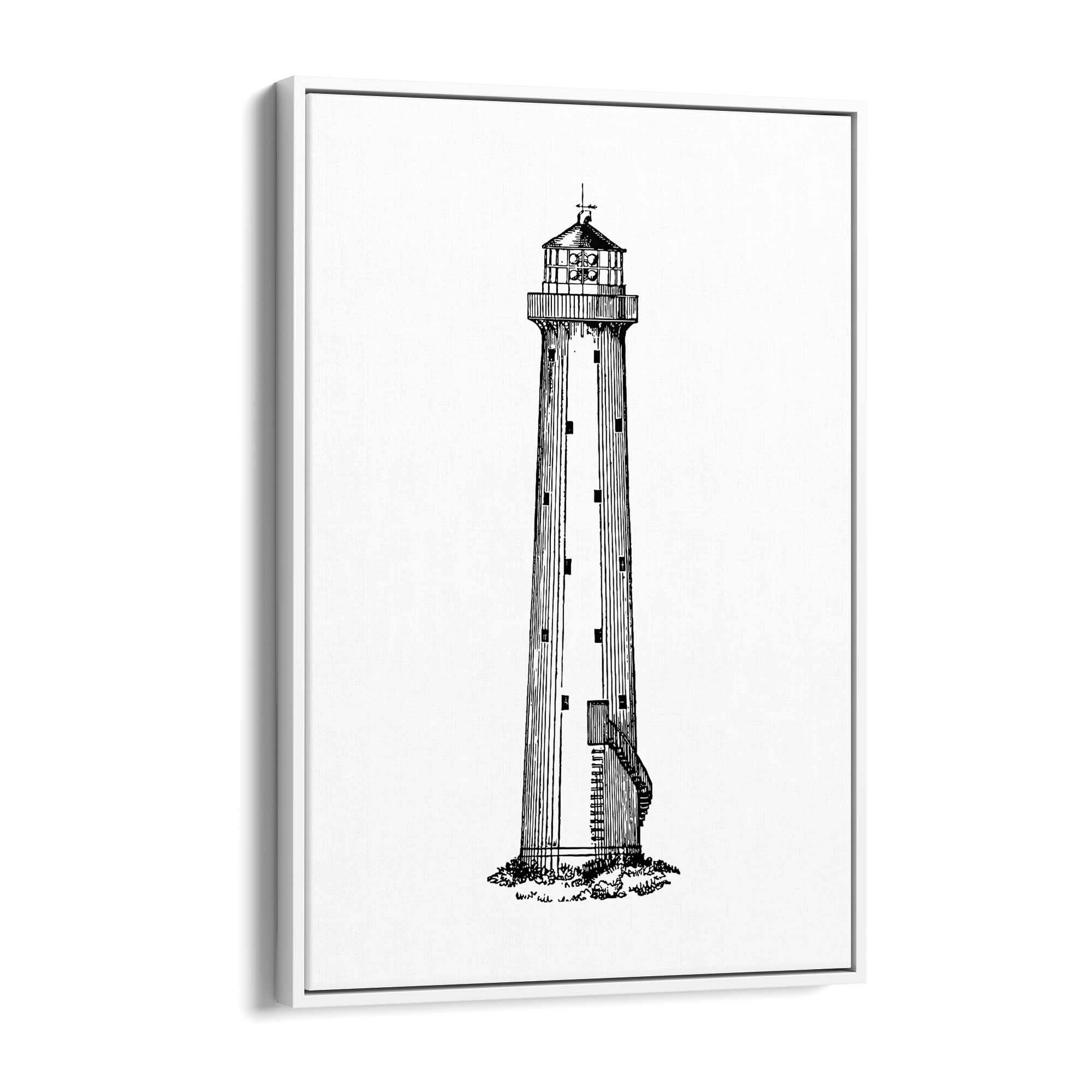 Lighthouse Coastal Drawing Nautical Wall Art - The Affordable Art Company