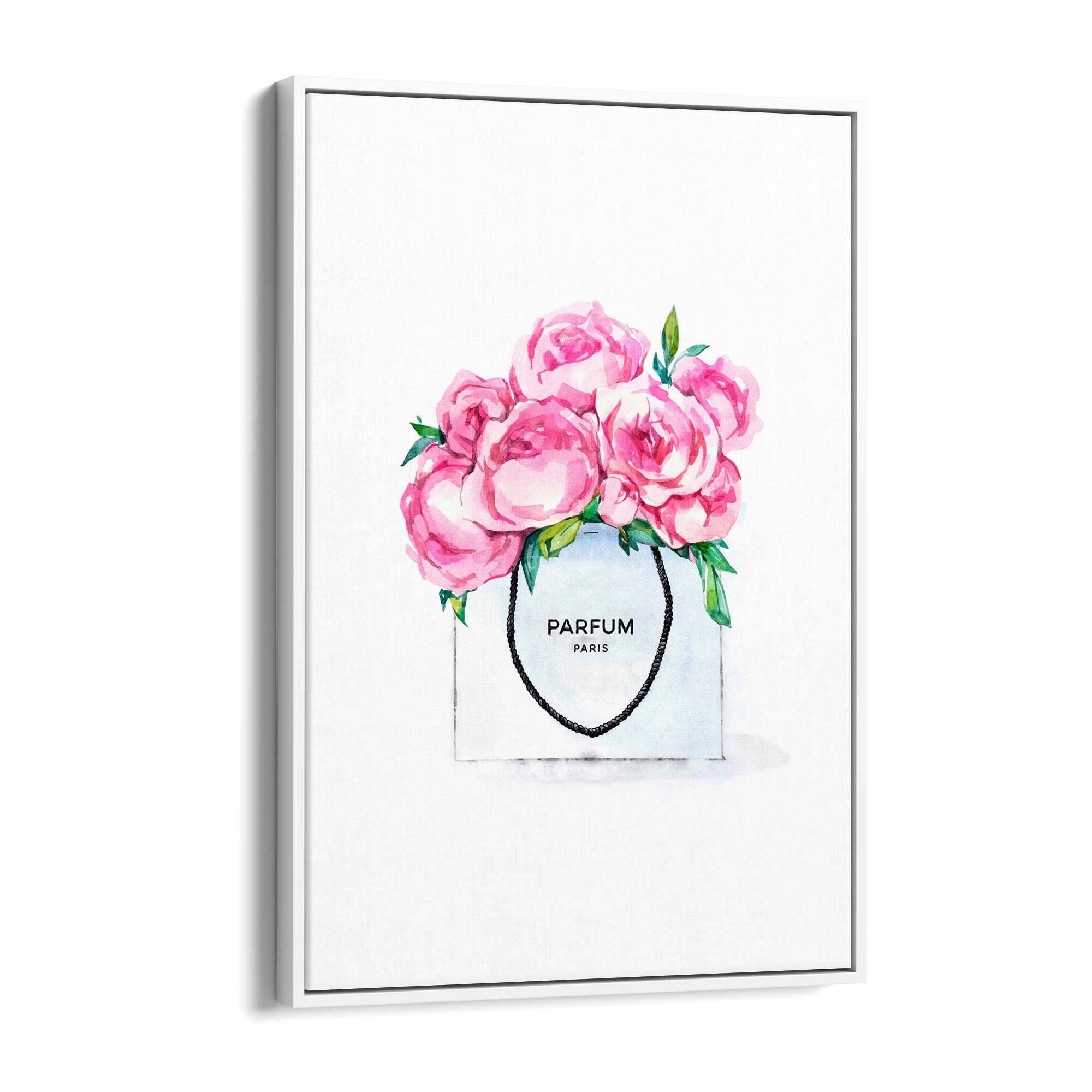 Pink Floral Perfume Bottle Fashion Flowers Wall Art #1 - The Affordable Art Company