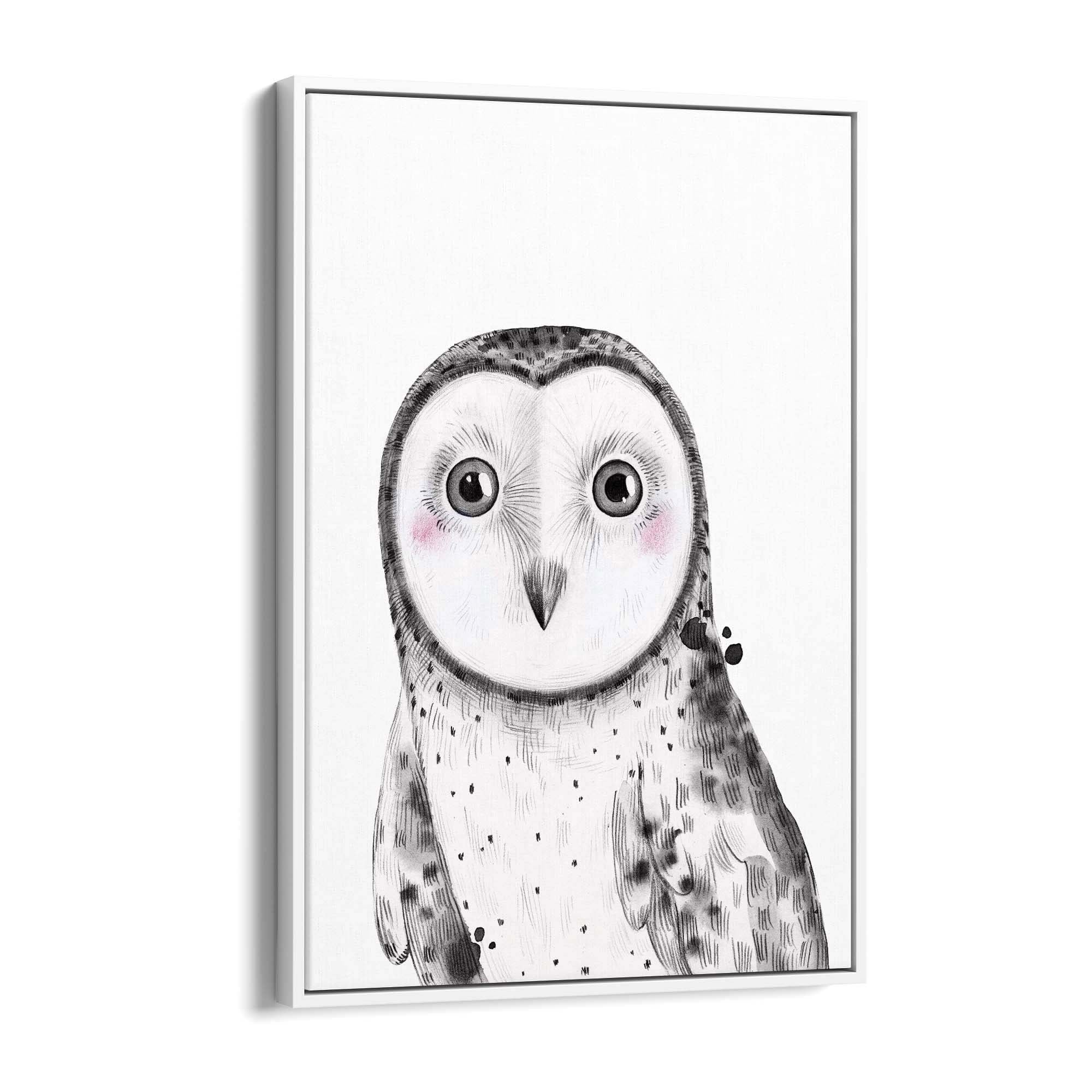 Cute Blushing Baby Owl Nursery Animal Wall Art - The Affordable Art Company