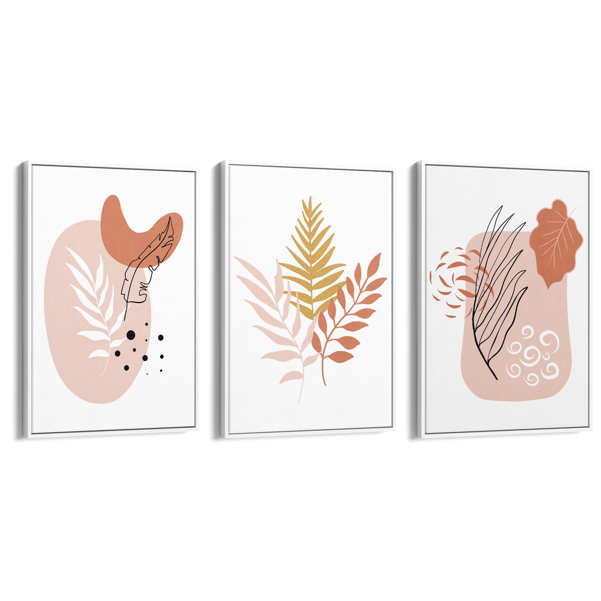 Set of Minimal Pink Plant Drawings Wall Art - The Affordable Art Company