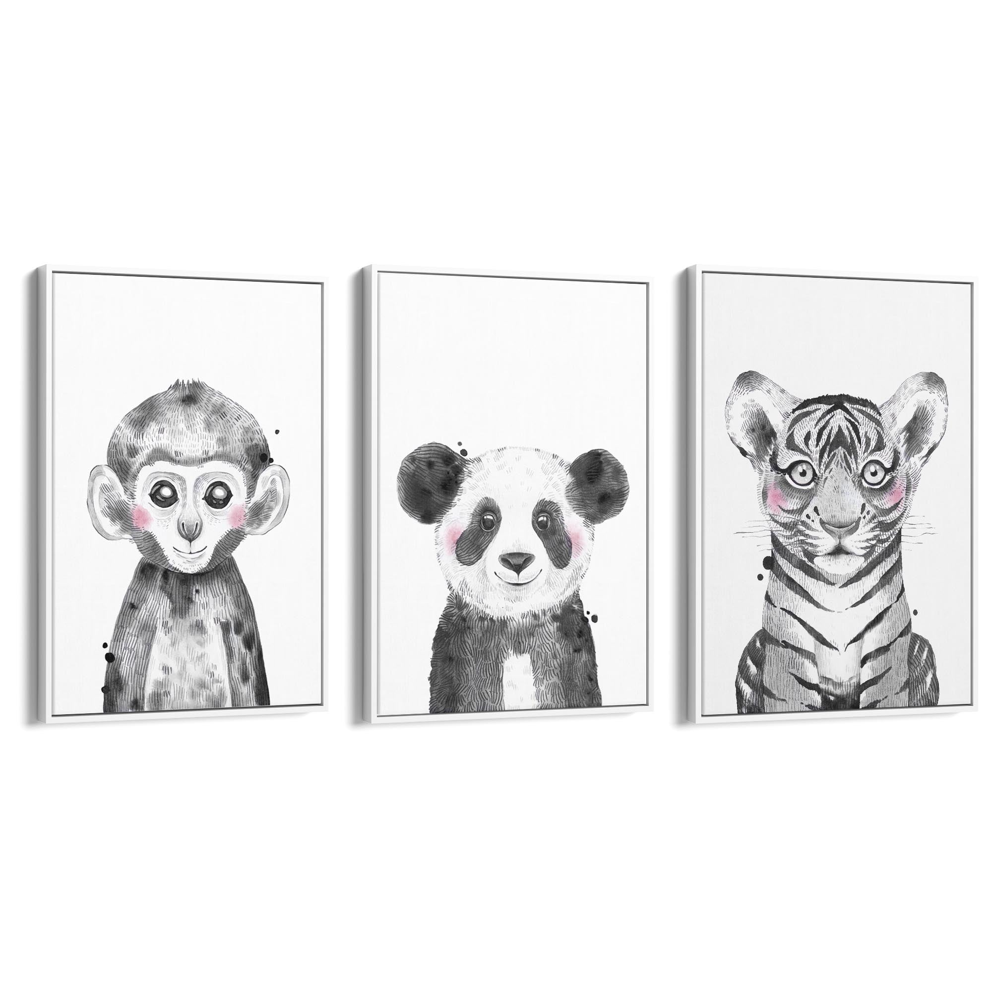 Set of Blushing Jungle Animals Nursery Wall Art - The Affordable Art Company