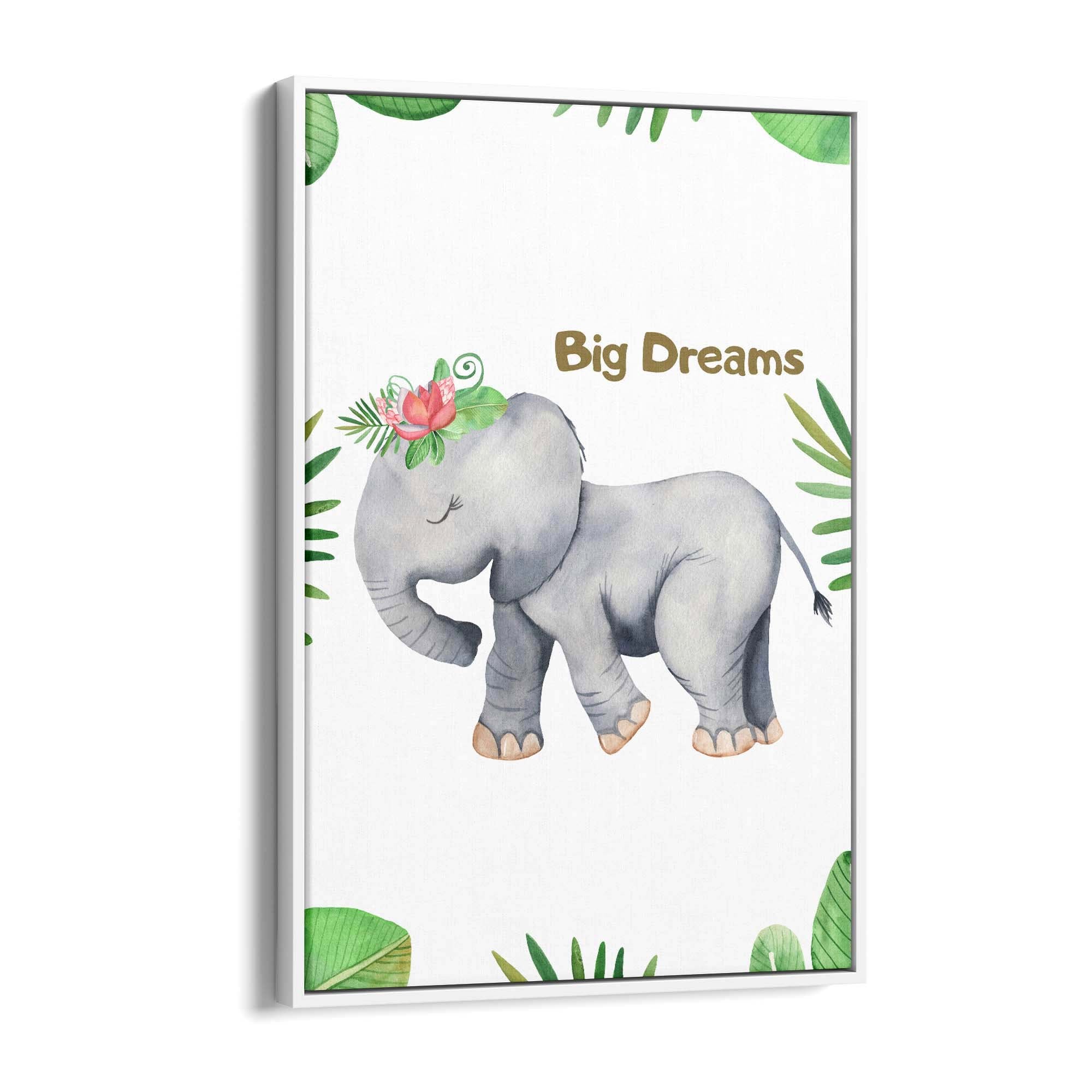 Elephant "Big Dreams" Nursery Quote Animal Art - The Affordable Art Company