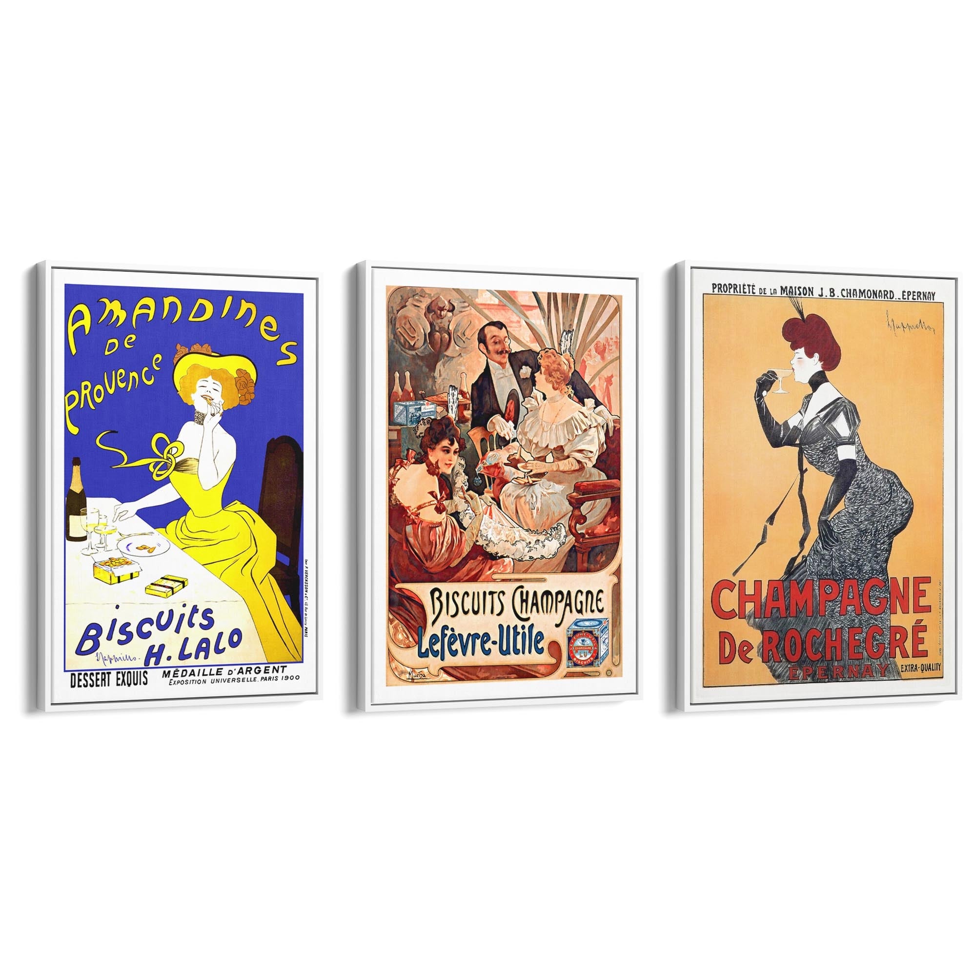 Set of Vintage French Cafe Adverts Wall Art - The Affordable Art Company