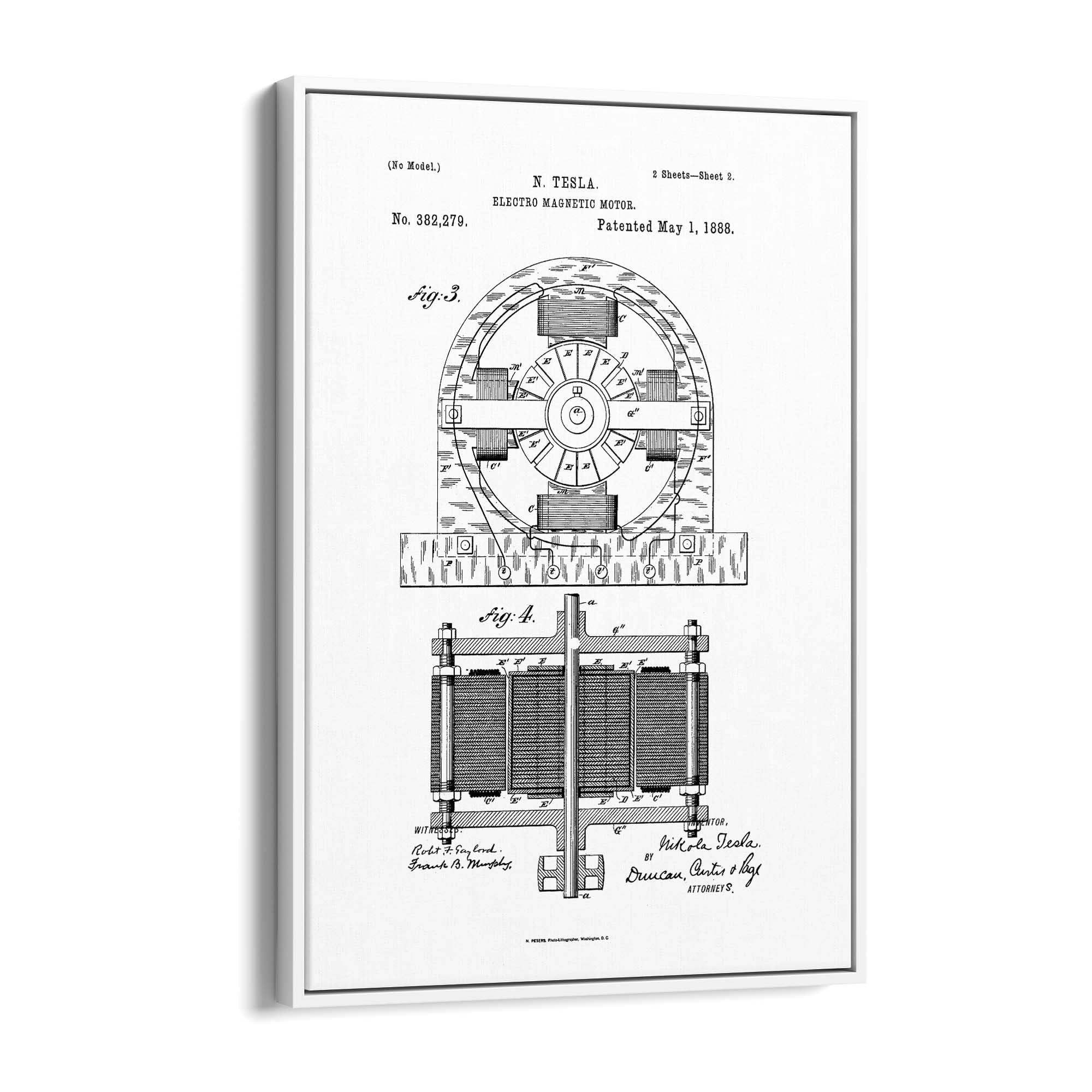 Vintage Electro Motor Patent Wall Art #2 - The Affordable Art Company