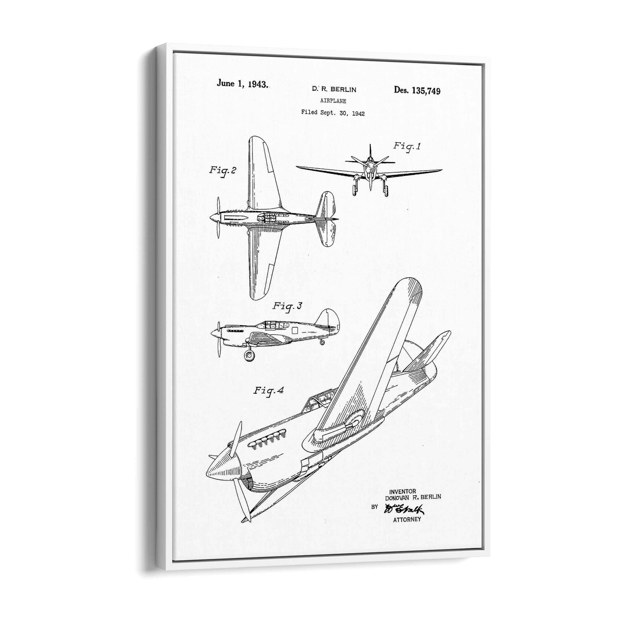 Airplane Patent Vintage Minimal Man Cave Wall Art #7 - The Affordable Art Company