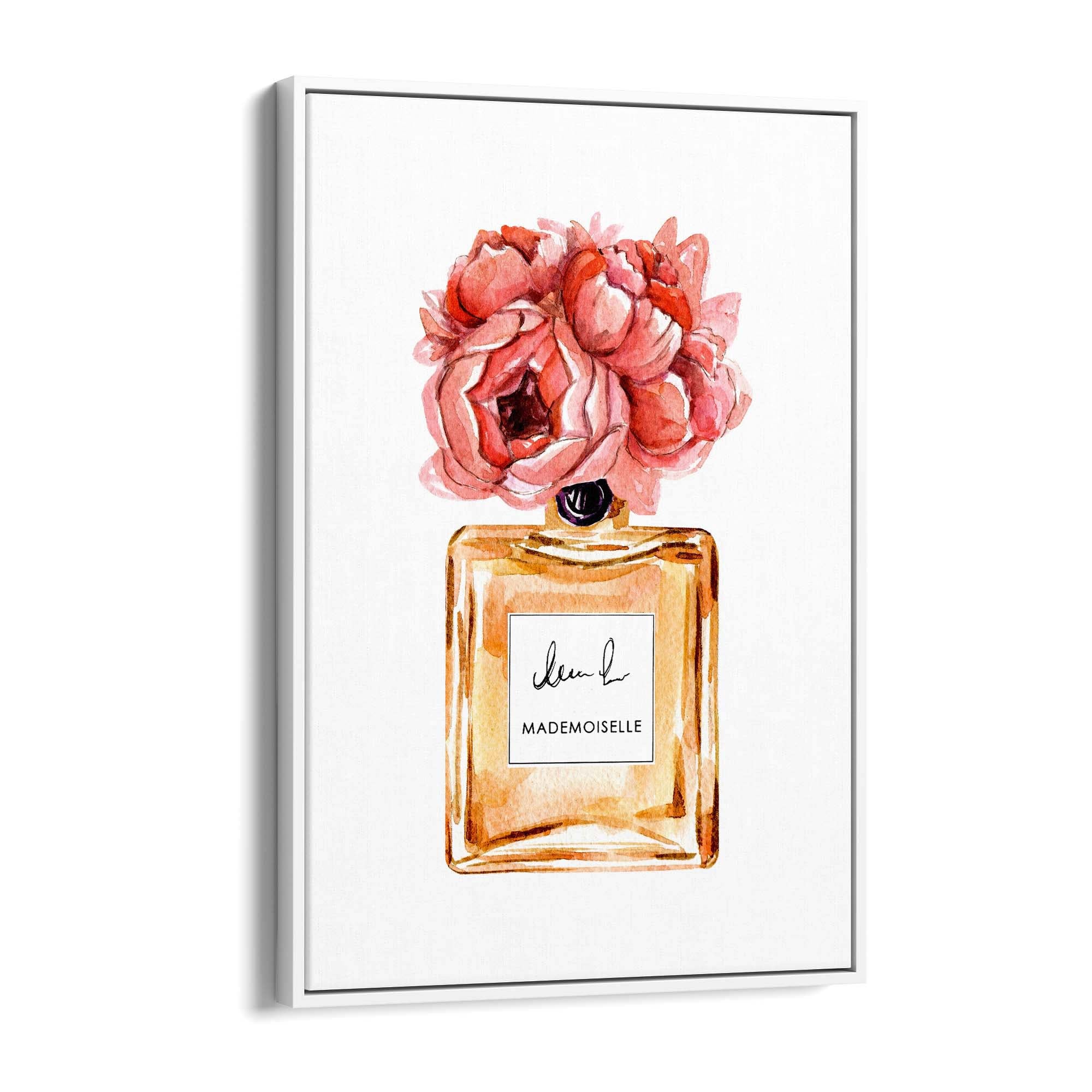 Peach Floral Perfume Bottle Fashion Wall Art #1 - The Affordable Art Company