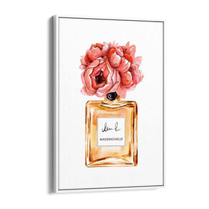Peach Floral Perfume Bottle Fashion Wall Art #1 - The Affordable Art Company