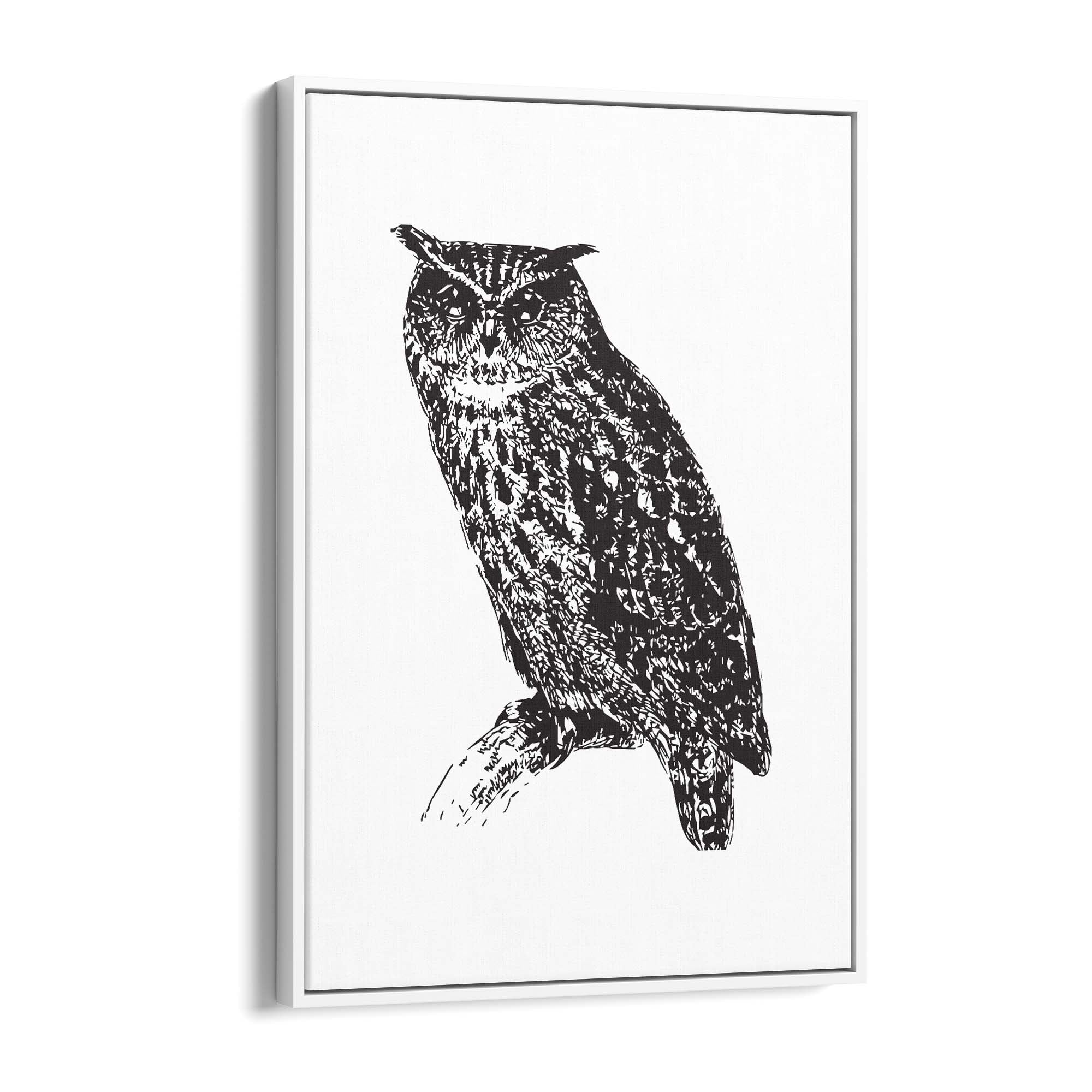 Owl Drawing Portrait Minimal Black Wall Art #2 - The Affordable Art Company