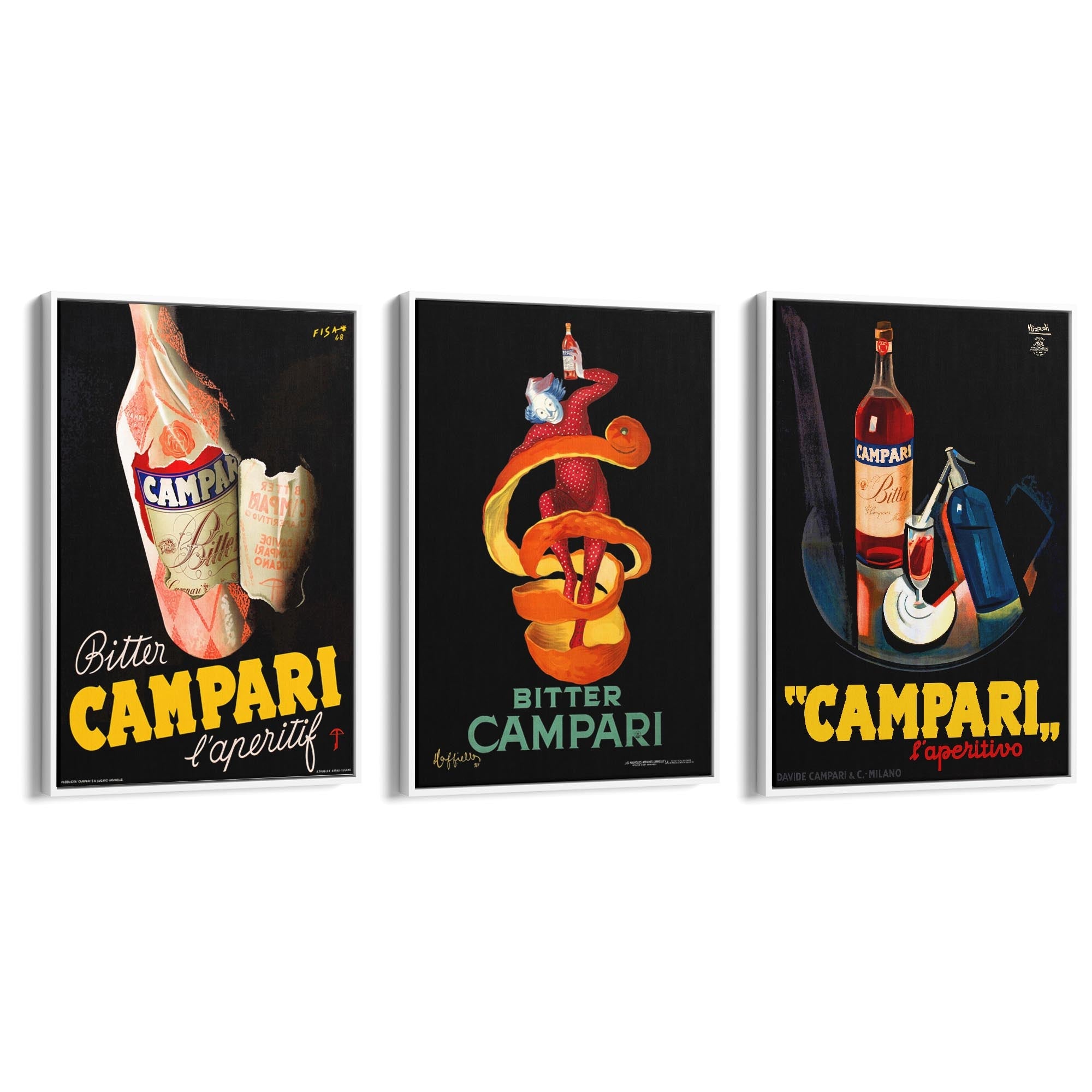 Set of Italian Campari Vintage Cafe Restaurant Art - The Affordable Art Company