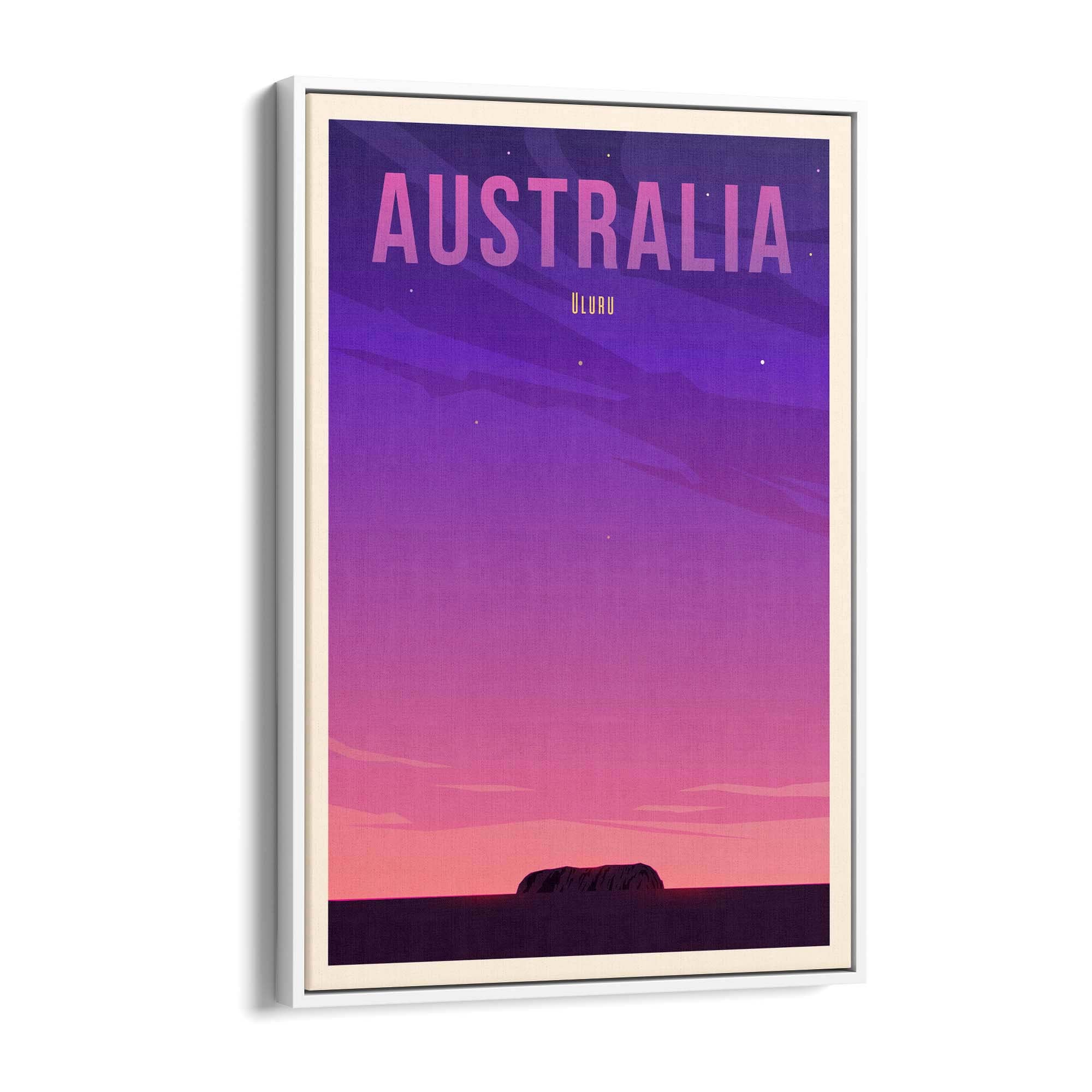 Retro Uluru, Australia Vintage Travel Wall Art - The Affordable Art Company