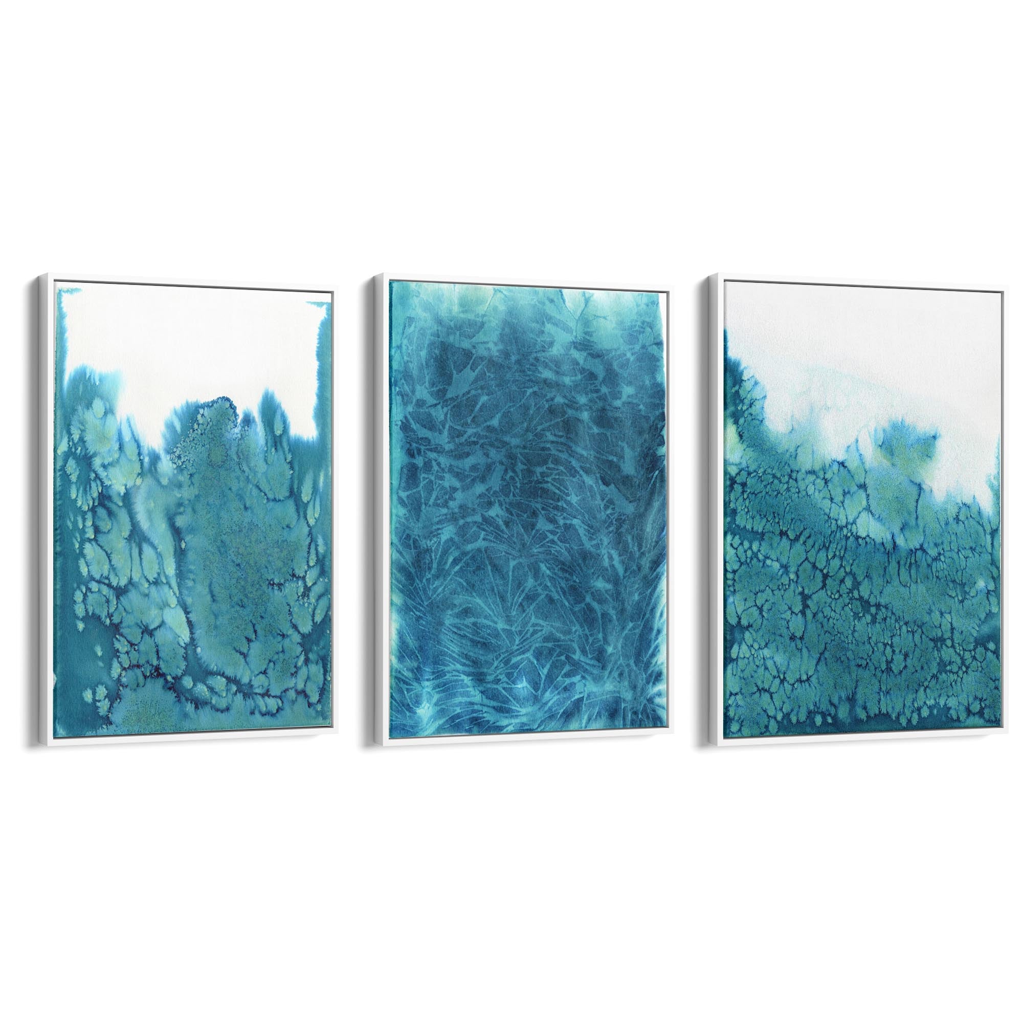 Set of Blue Ink Abstract Painting Faded Wall Art #4 - The Affordable Art Company