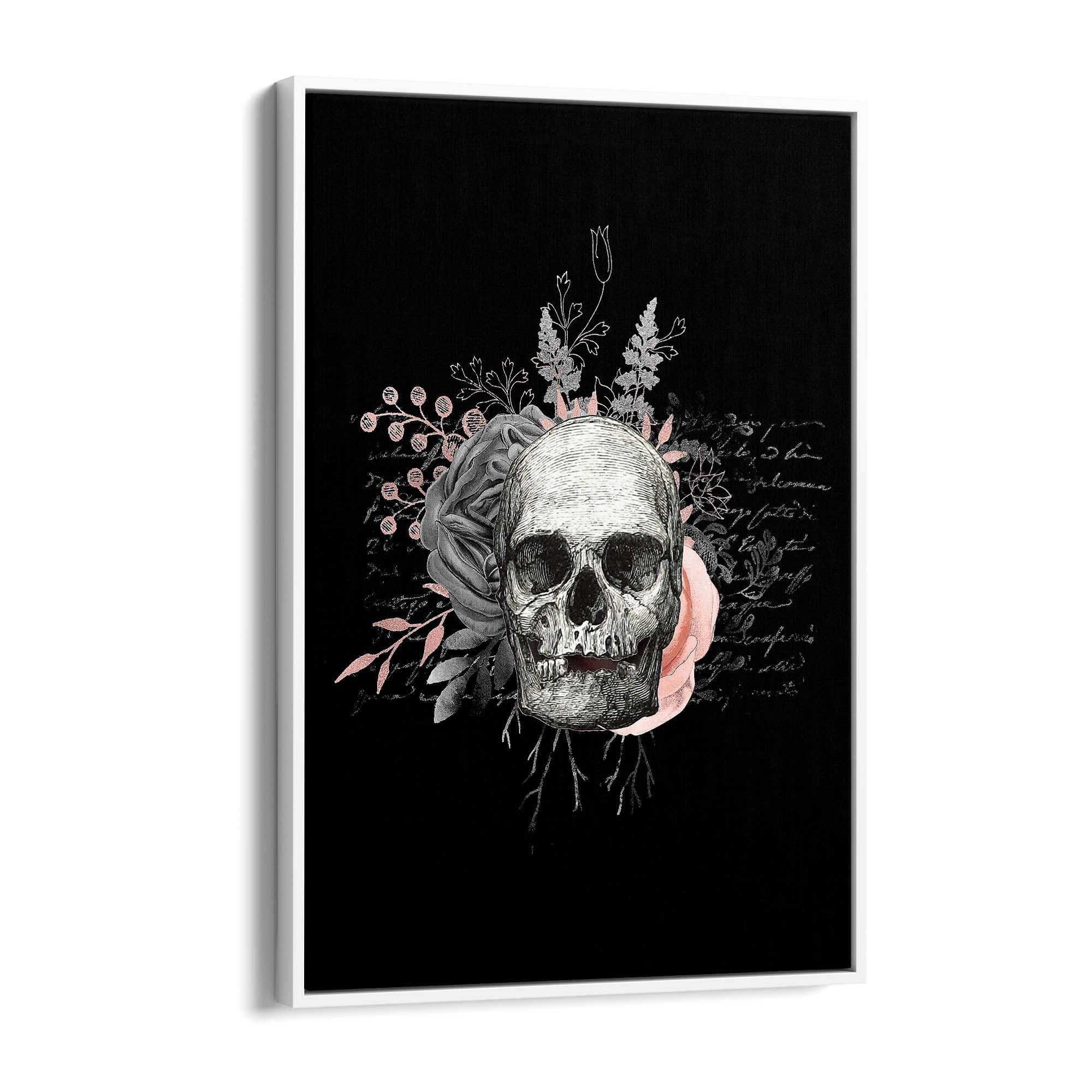 Pink Floral Skull Fashion Girls Bedroom Wall Art #2 - The Affordable Art Company
