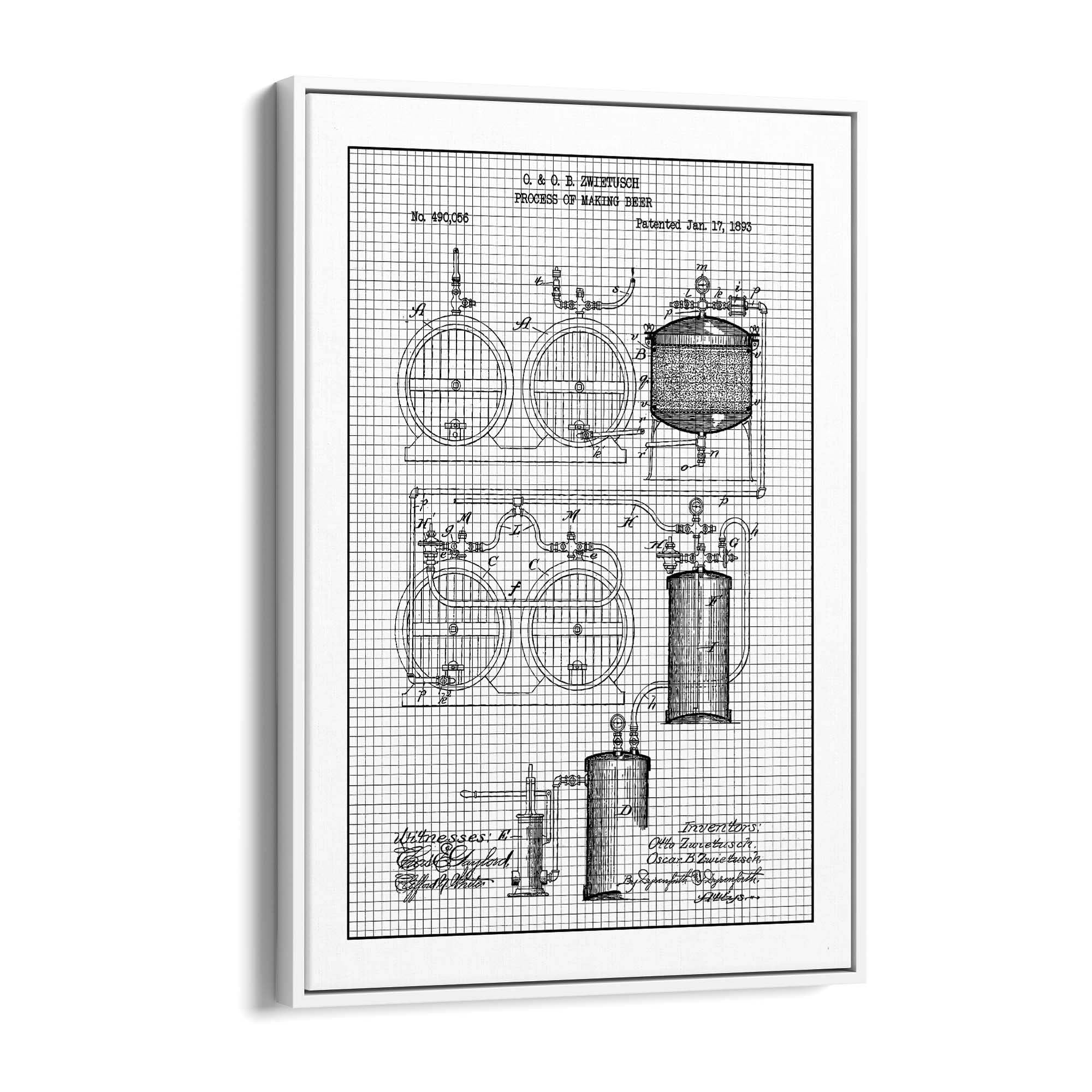 Vintage Beer Making Patent Man Cave Gift Wall Art #2 - The Affordable Art Company