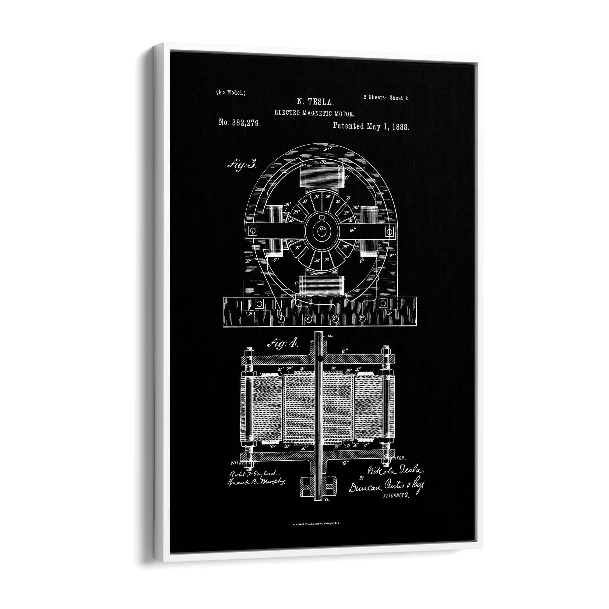 Vintage Electro Motor Patent Wall Art #1 - The Affordable Art Company