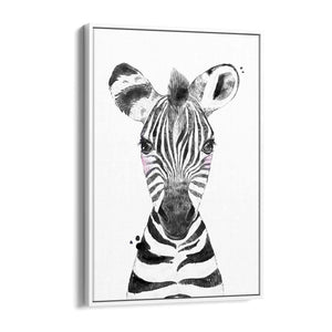 Cute Blushing Baby Zebra Nursery Animal Wall Art - The Affordable Art Company