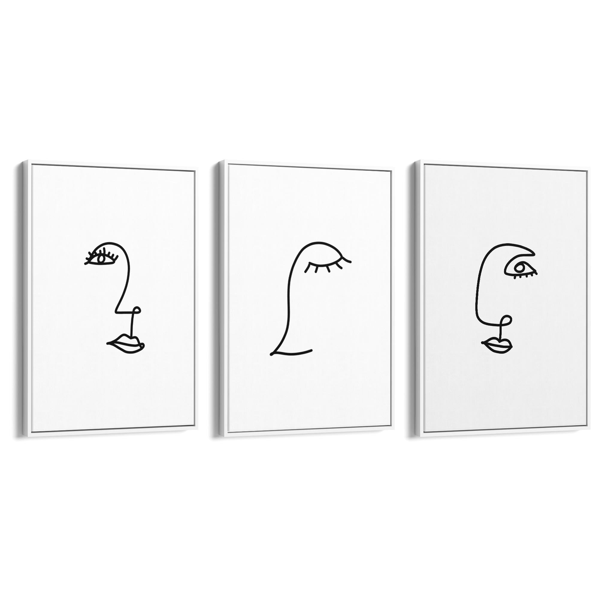 Set of Face Line Drawings Abstract Style Wall Art #2 - The Affordable Art Company
