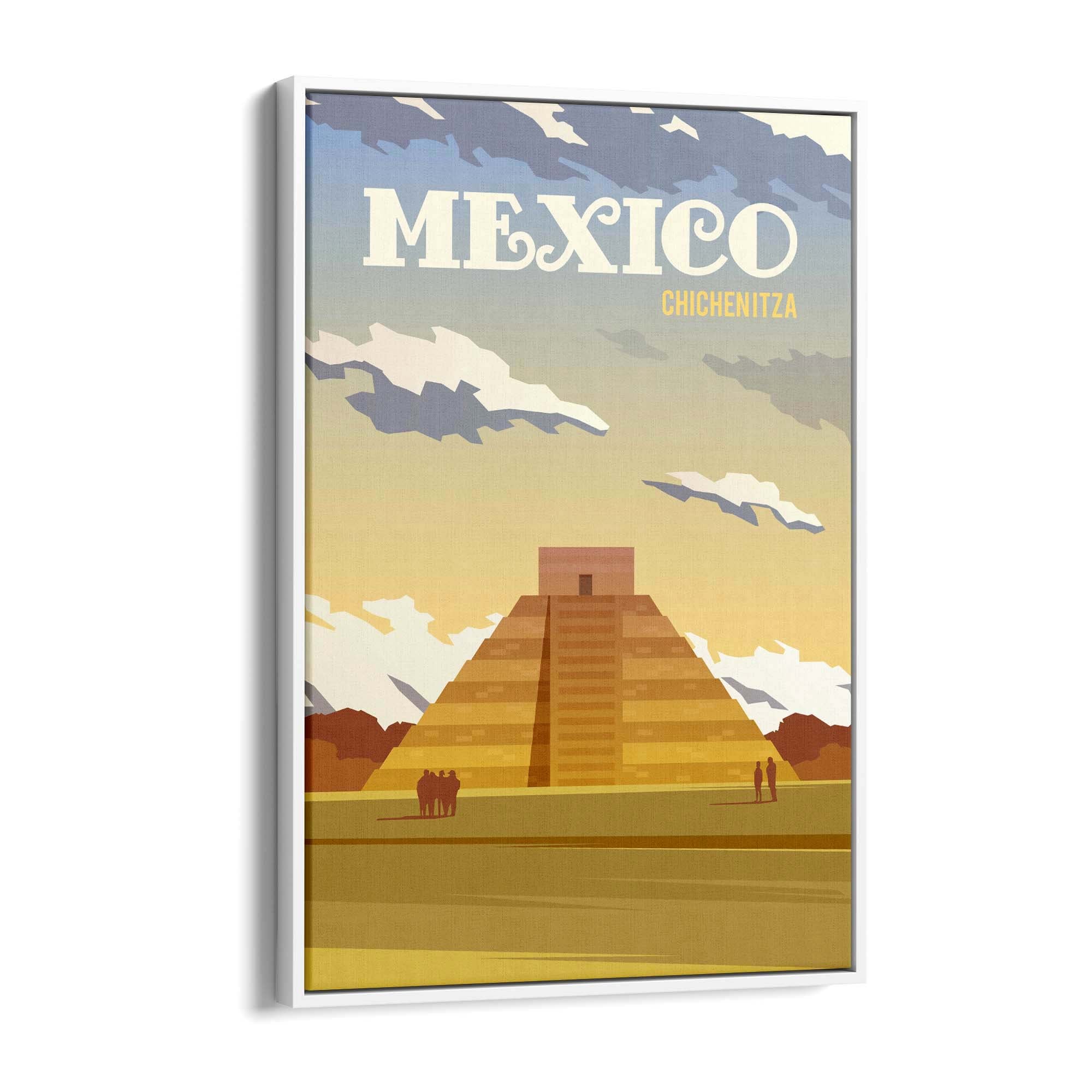 Retro Chichen Itza, Mexico Travel Vintage Wall Art - The Affordable Art Company