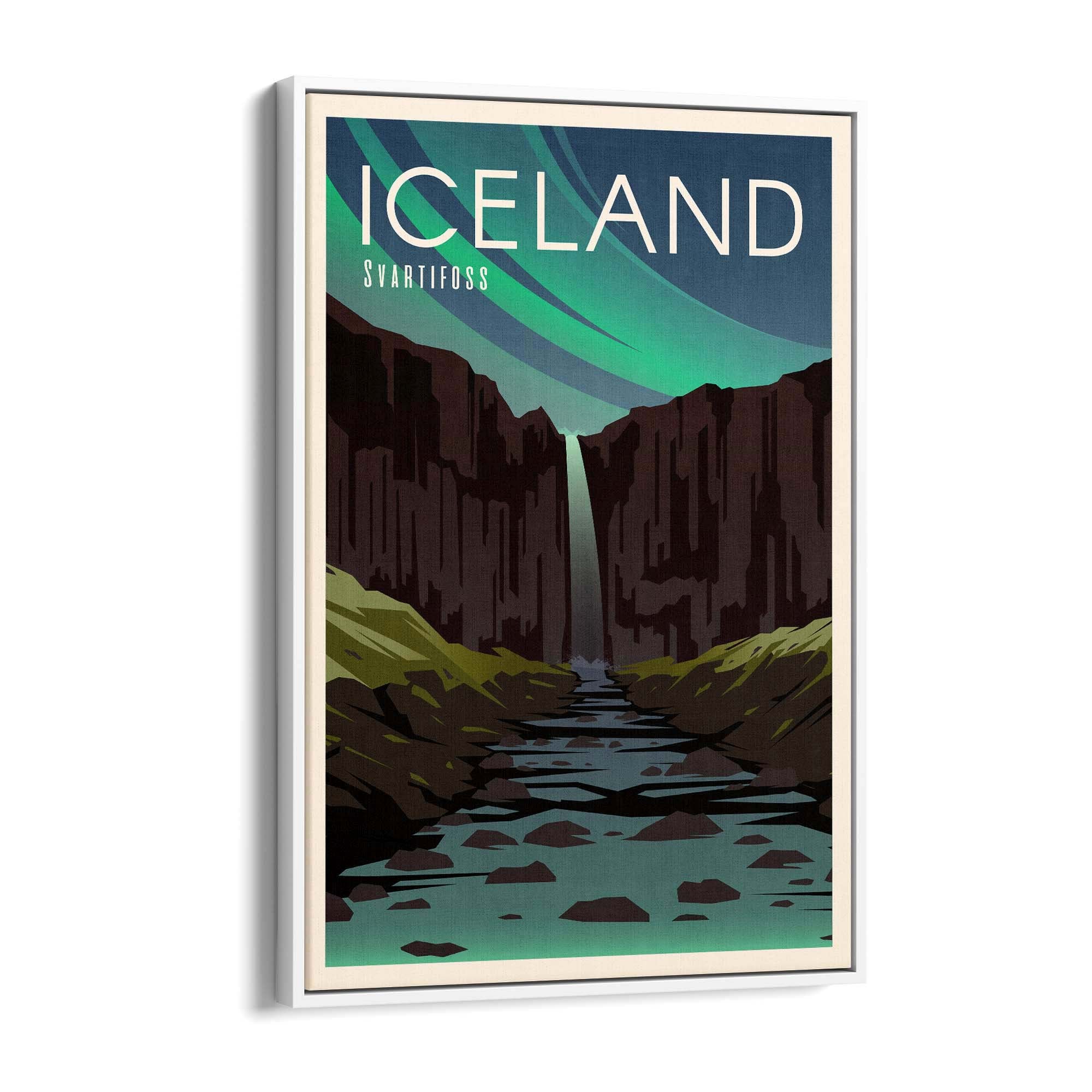 Retro Iceland European Travel Vintage Wall Art - The Affordable Art Company