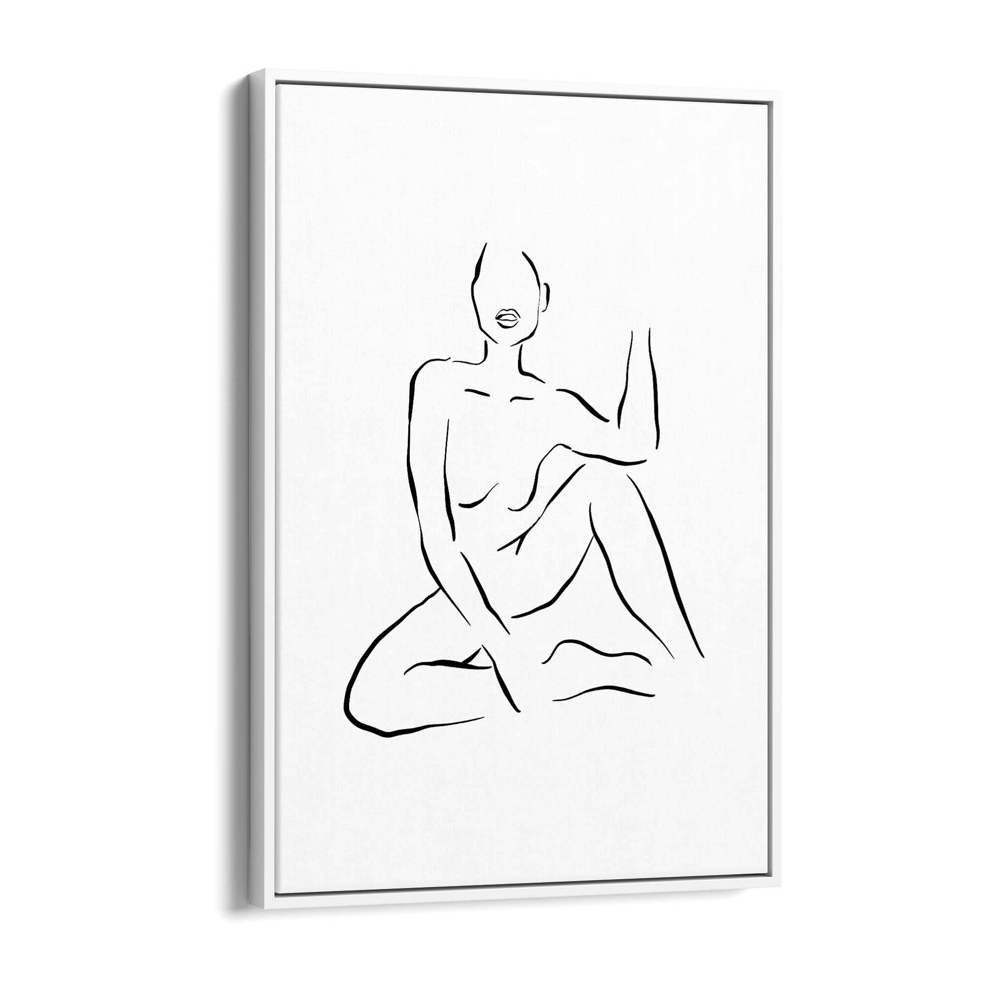 Nude Female Body Minimal Line Drawing Wall Art #2 - The Affordable Art Company