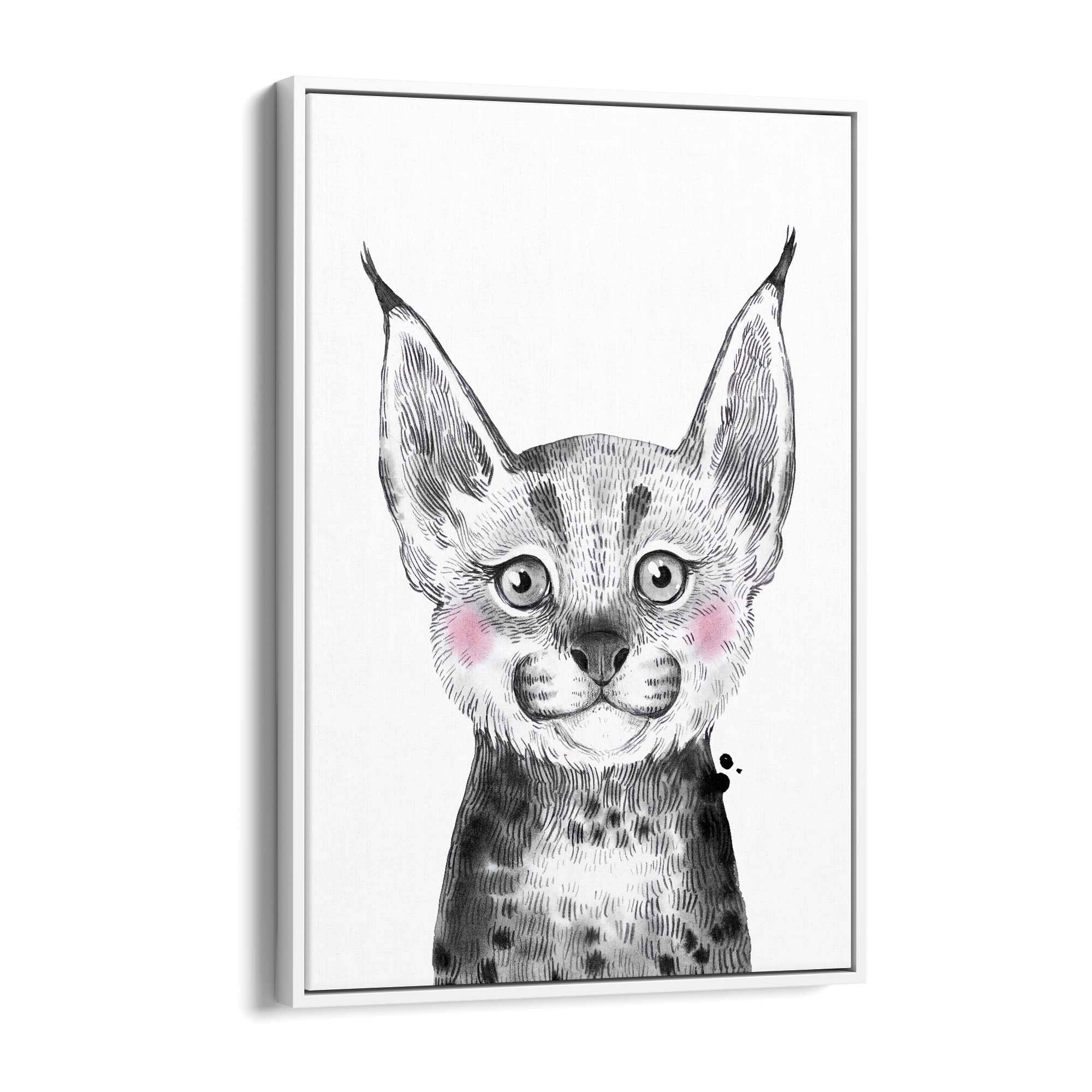 Cute Blushing Baby Bobcat Nursery Animal Wall Art - The Affordable Art Company