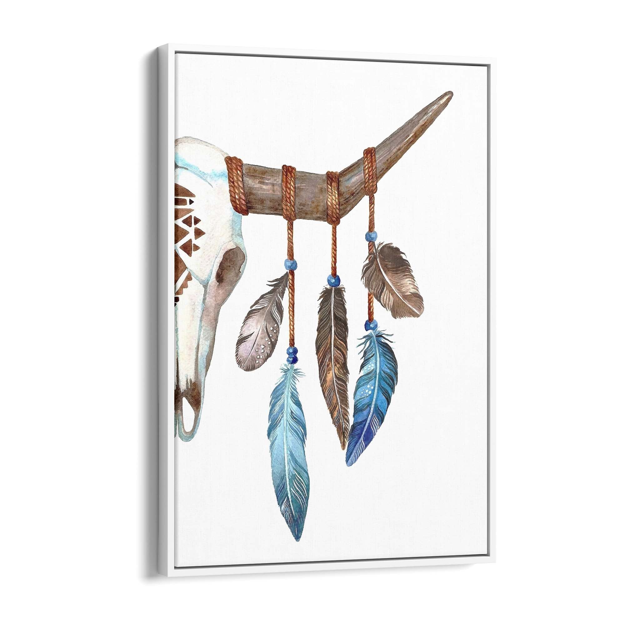 Cow Skull Painting Minimal Boho Vintage Wall Art #2 - The Affordable Art Company