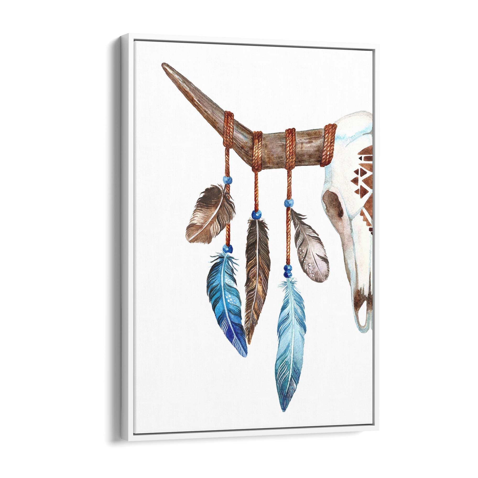 Cow Skull Painting Minimal Boho Vintage Wall Art #3 - The Affordable Art Company