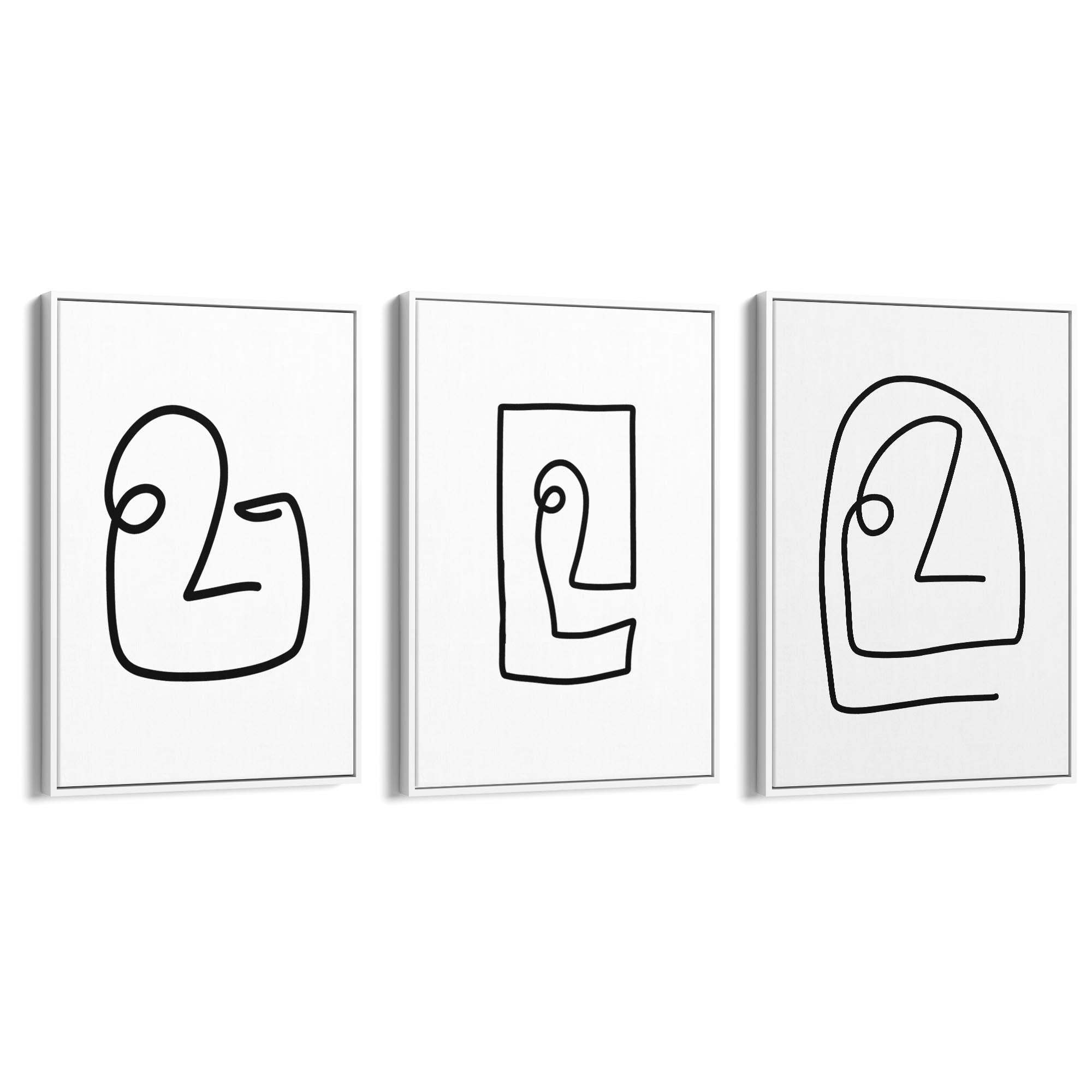 Set of Face Line Drawings Abstract Style Wall Art #1 - The Affordable Art Company
